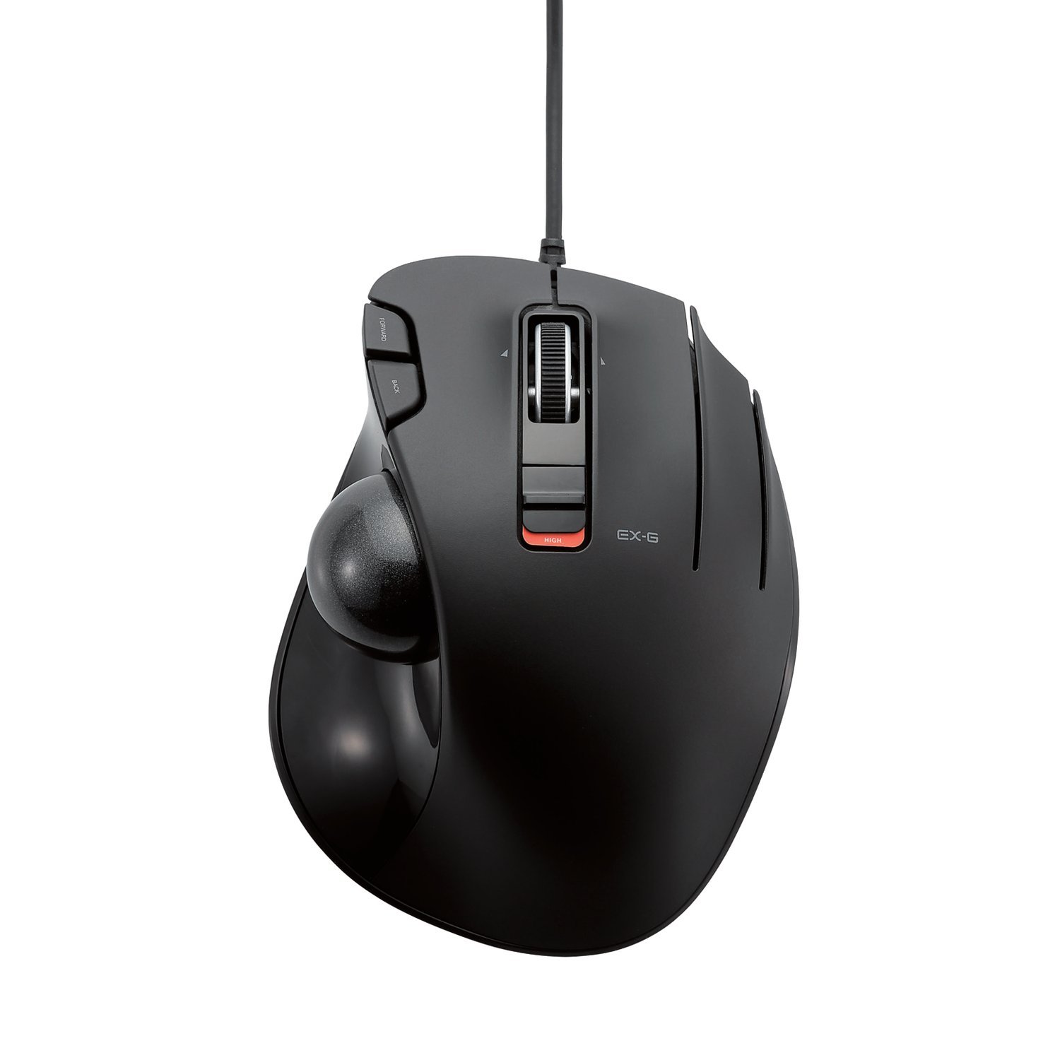 ELECOM Kabelgebundene Trackball-Maus mit einfacher Daumenkontrolle, geformtes ergonomisches Design, 6-Tasten-Funktion mit reibungsloser Verfolgung, präziser optischer Gaming-Sensor, kompatibel mit