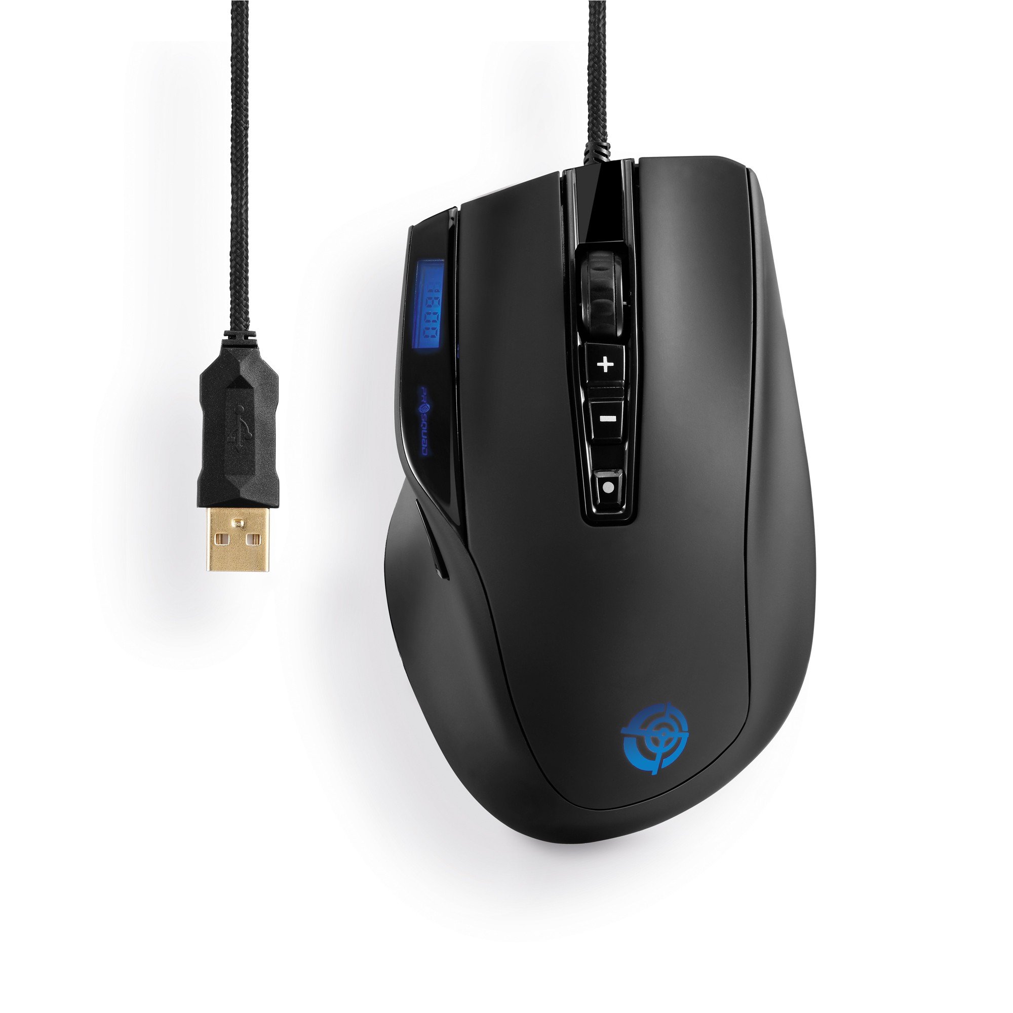 ProSquad SQ1600 USB Gaming Maus | 10 Tasten, 32 Farben, 11.750 FPS, 6000 DPI, inkl. LCD Display für PC