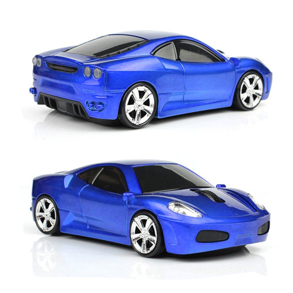urchoiceltd 2017 2,4 GHz Wireless 3D 1600 DPI Sport Racing Auto-Form optische USB schnurlose Gaming Maus mit Scheinwerfer und Schwanz Tricks Dunkelblau