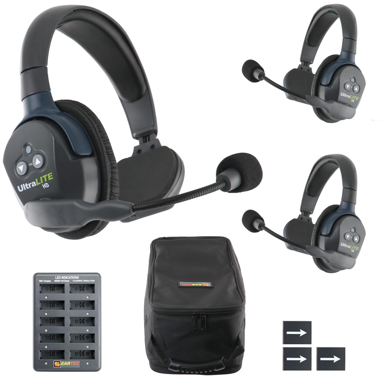 Eartec UL3S Ultralite Full Duplex Wireless Headset Kommunikation für 3 Benutzer - 3 Einzelohr-Headsets