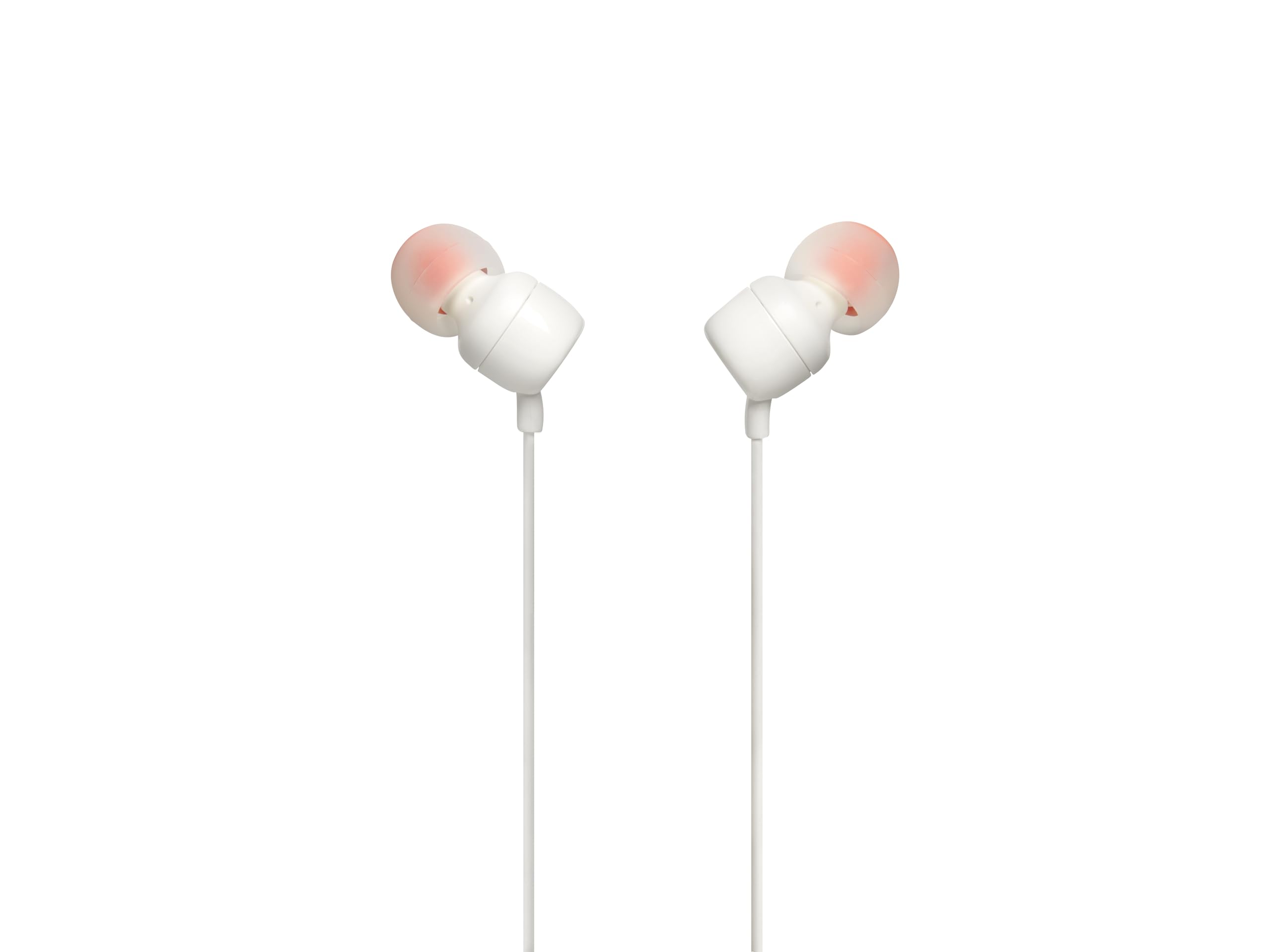 JBL Tune 110 – In-Ear Kopfhörer mit verwicklungsfreiem Flachbandkabel und Mikrofon in Weiß – Für grenzenlosen Musikgenuss mit der Pure Bass Sound Technologie