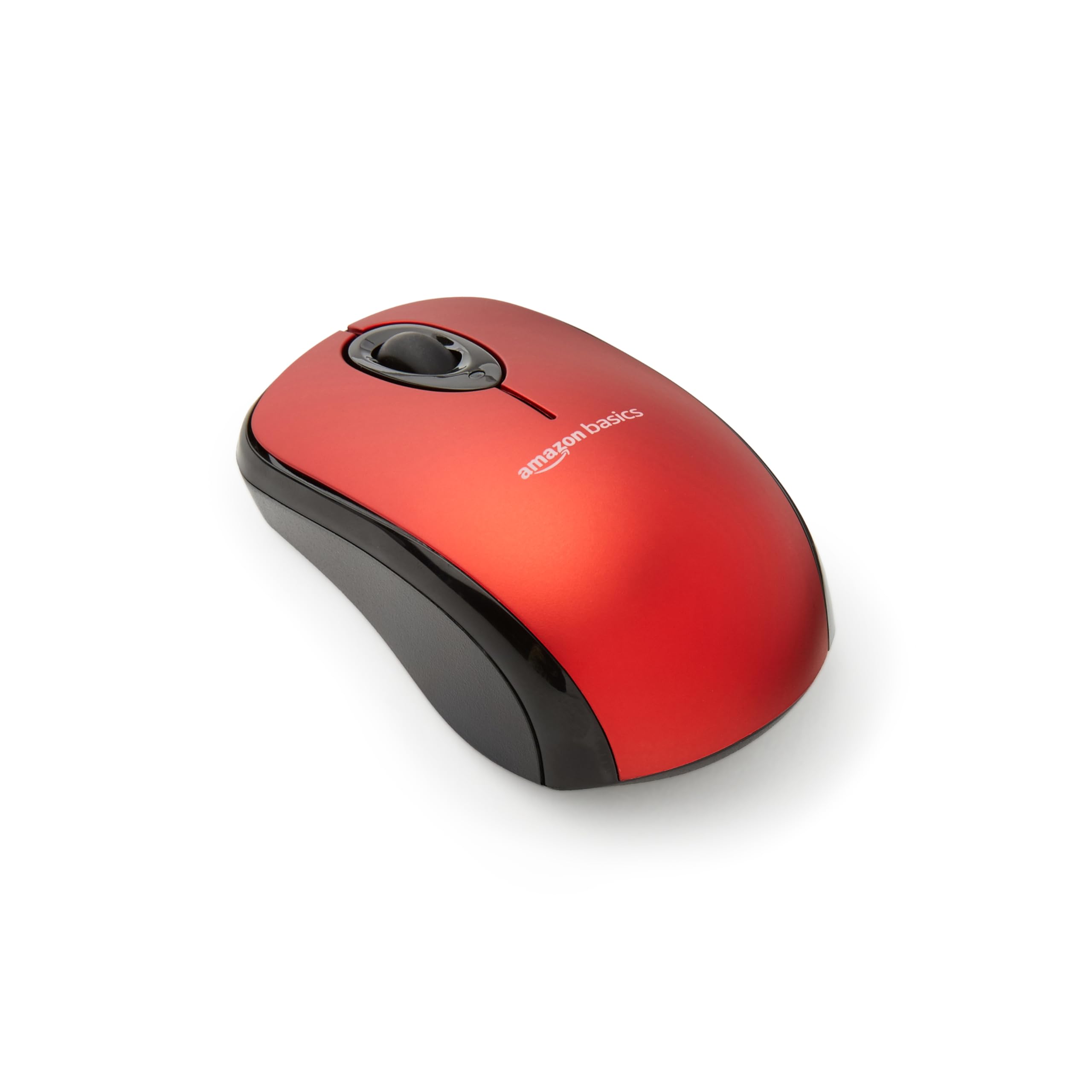 Amazon Basics Kabellose Computer-Maus mit USB-Nano-Empfänger, Rot