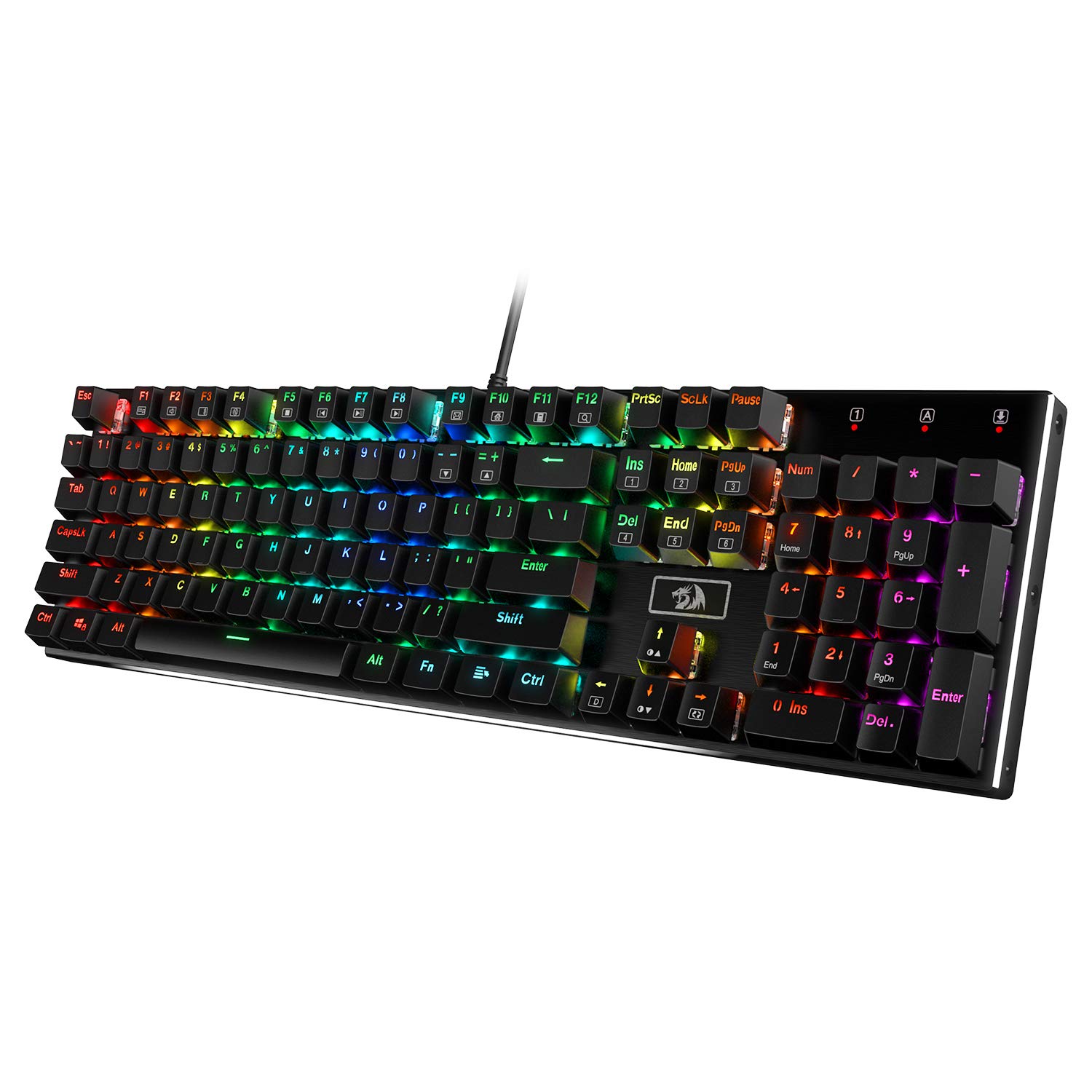 Redragon K556 Mechanische Gaming-Tastatur, US-Layout, Brauner Schalter, Taktile & klick-Tastatur, 18 Modus RGB-Beleuchtung, Voll Programmierbar, Ganzmetallpanel, Ergonomische Tastatur, Schwarz