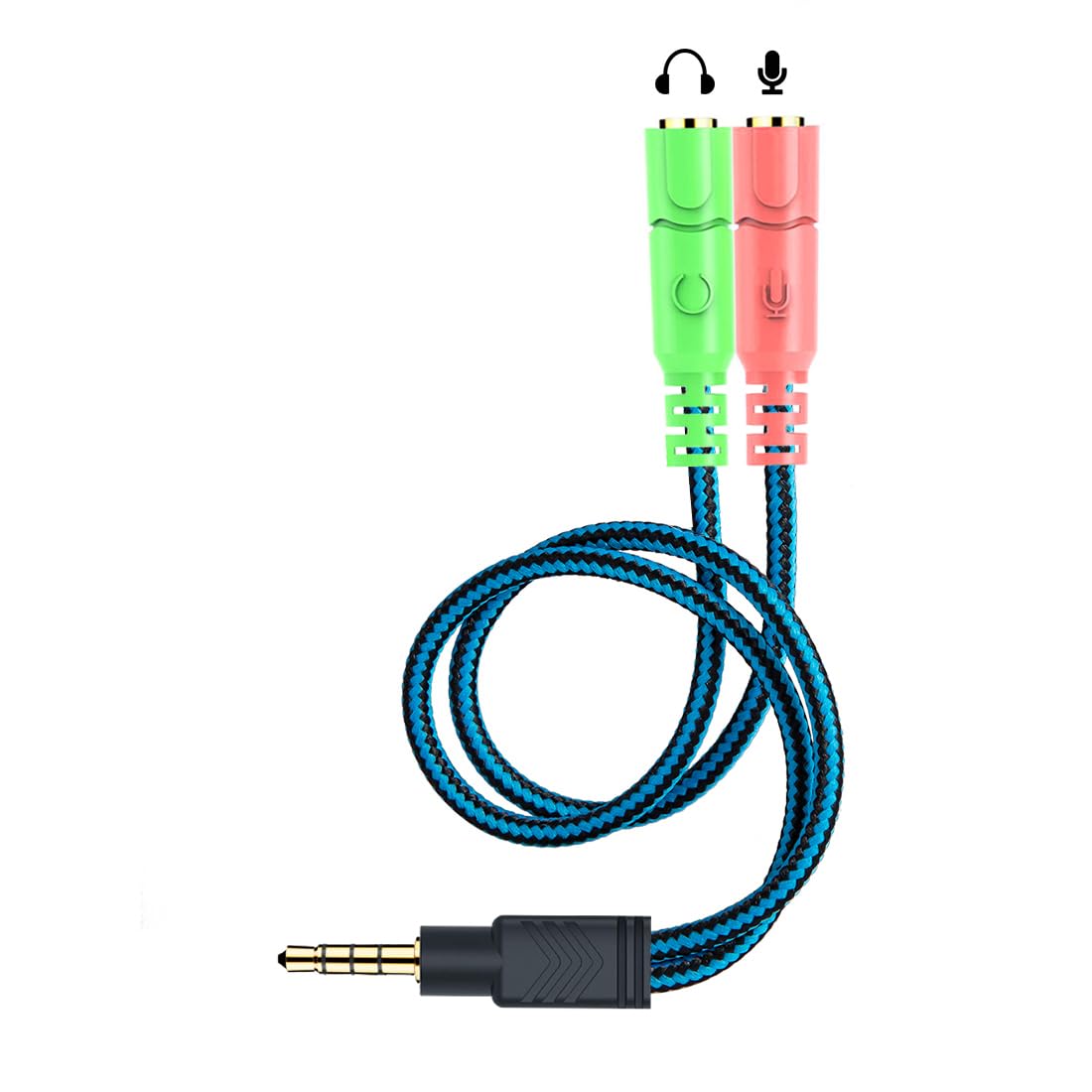 ENVEL Combo Audio Klinke Y-Adapter [ Audio 3,5mm Klinkenstecker ( 4-polig ) auf 2 x 3,5mm Klinkenbuchse ] für PC Tablets Gaming Headsets MP3 iPhone 7 6 6s plus Samsung