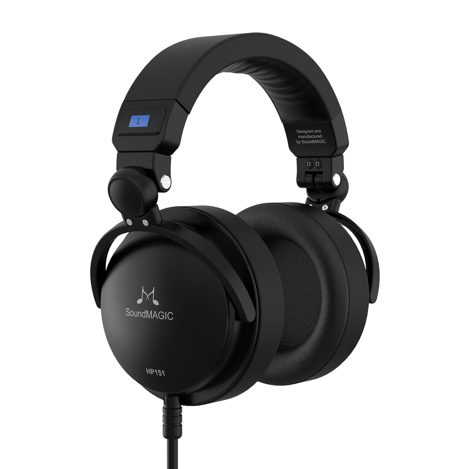 SoundMAGIC HP151 Wired Over-Ear Headphones HiFi Stereo Audiophile Headphones Noise Isolating Foldable Headset with Detachable Cables Black