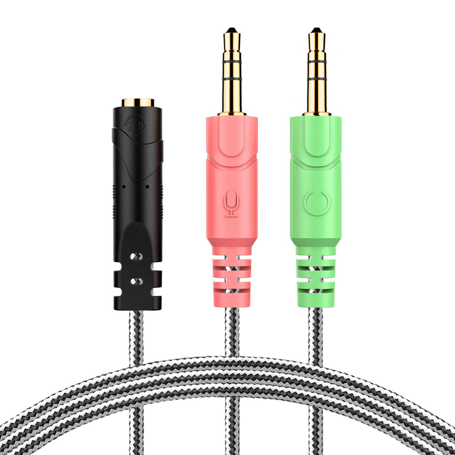 3,5 mm Audio Klinke Y Kabel Adapter – millso 1 x 3,5 mm Buchse auf 2 x 3,5 mm Stecker für PC PS4 Gaming Headset – 100 cm Schwarz