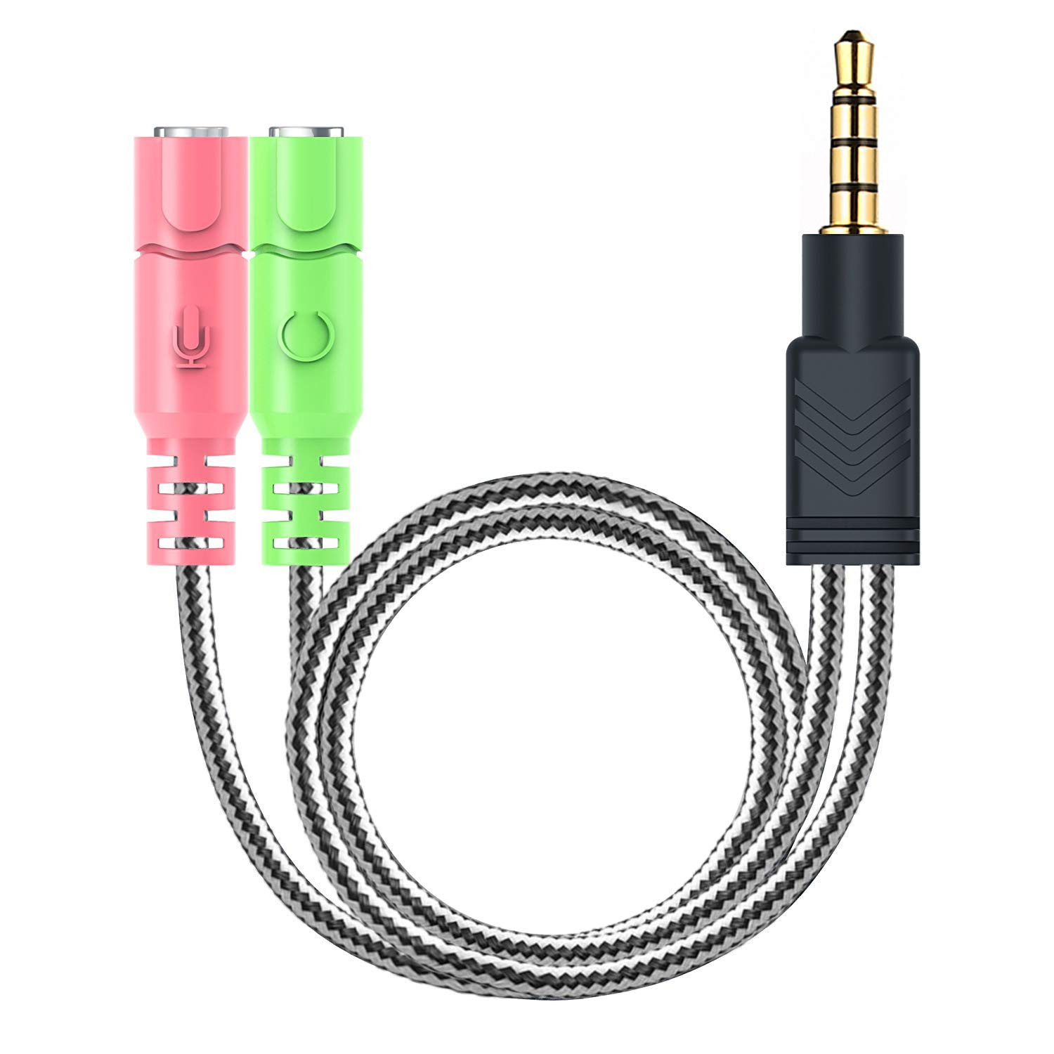 MillSO Kopfhörer Adapter (Nicht für Zwei Kopfhörer), 3.5mm Audio Klinke Y Kabel (3.5mm Stereo Stecker auf 2X 3,5mm Buchse) für PC Gaming Headset, TRS Mikrofon, PS4, Xbox One, Smartphones und Laptop