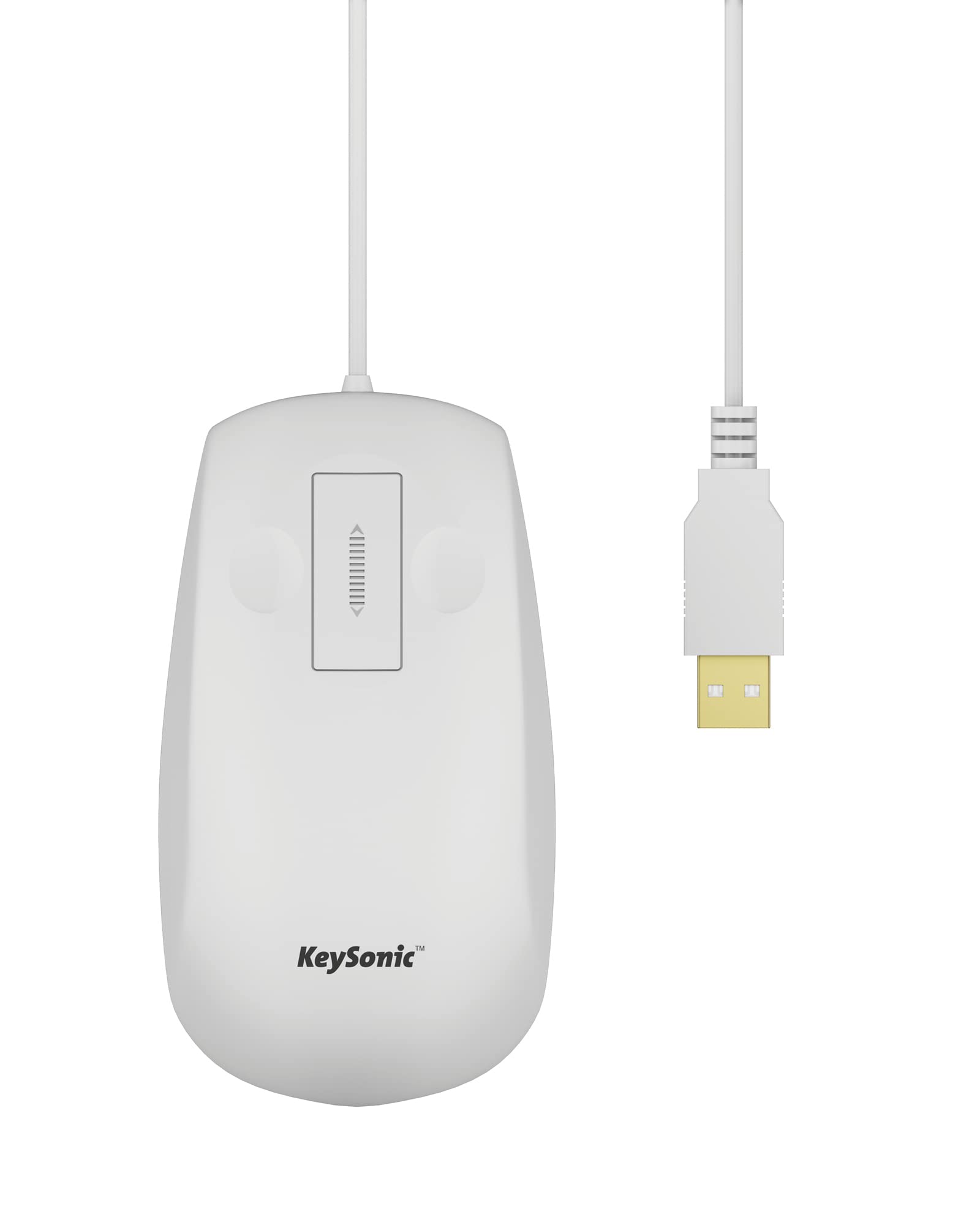 KeySonic Wasserdichte Maus aus Silikon, Touchsensor zum Scrollen, Schutzklasse IP68, USB-Kabel (1,8 m), KSM-5030M-W