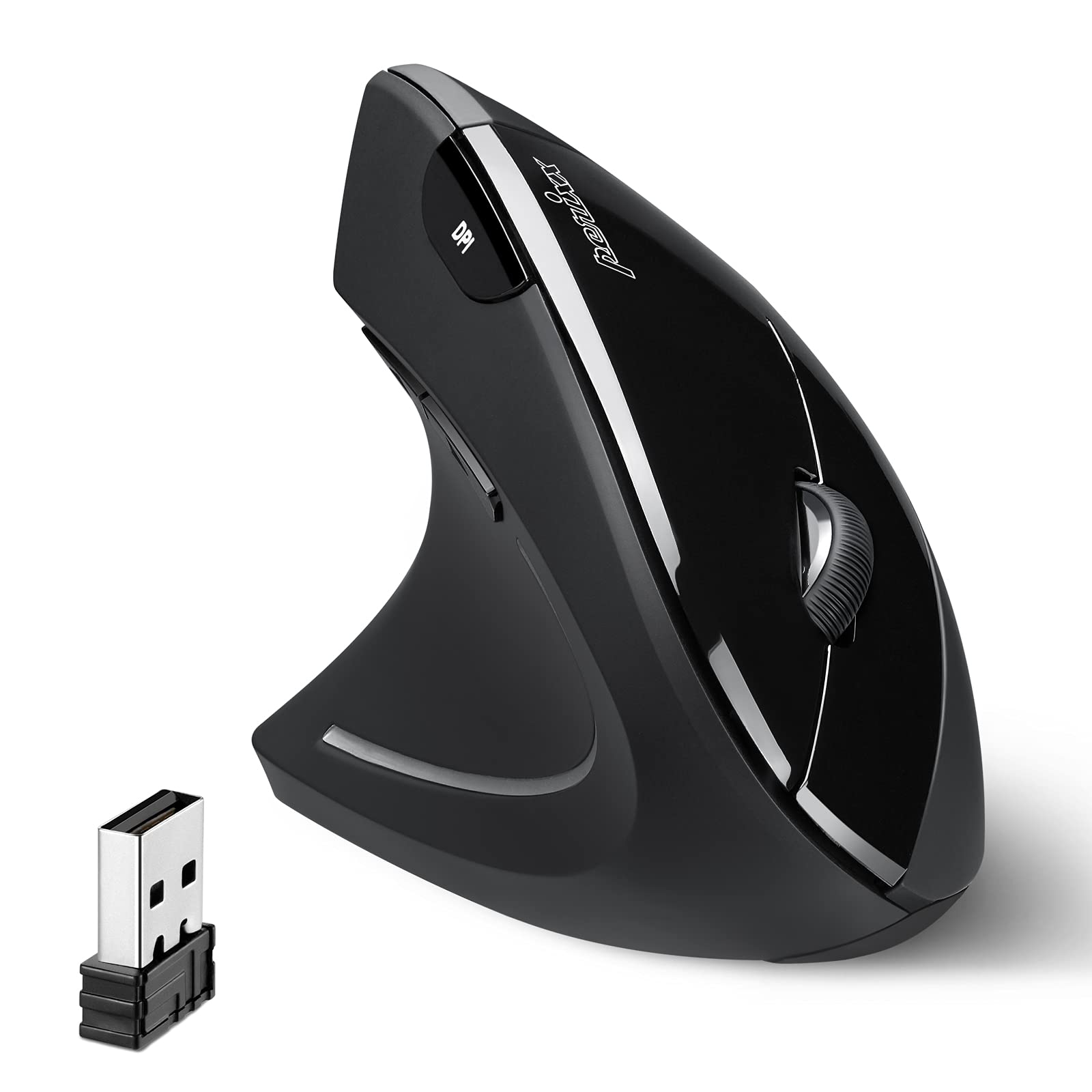 Perixx PERIMICE-713 Ergonomische Linkshänder Maus - Vertikales Design - 2,4GHz - 800/1200/1600 DPI