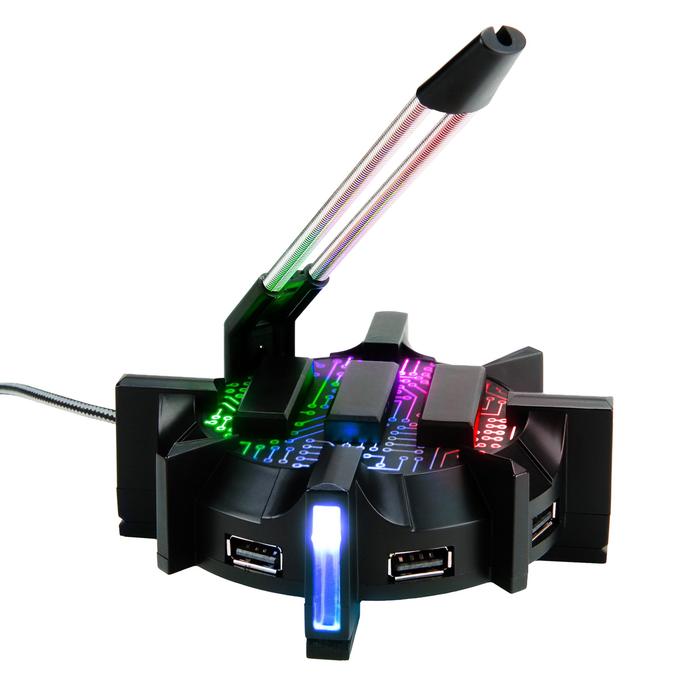 ENHANCE Profi Maus Bungee-Kabelhalter mit 4 Port USB-Hub & 7 LED-Leucht Modi - Kabelmanagement-Unterstützung - Verbesserte Genauigkeit und Design für wettbewerbsfähige Esport-Spiele