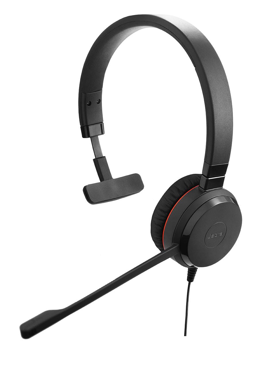Jabra Evolve 20 SE UC Mono Headset – Unified Communications Kopfhörer für VoIP Softphone mit passivem Noise-Cancelling – USB-A Kabel mit Anrufsteuerung – schwarz