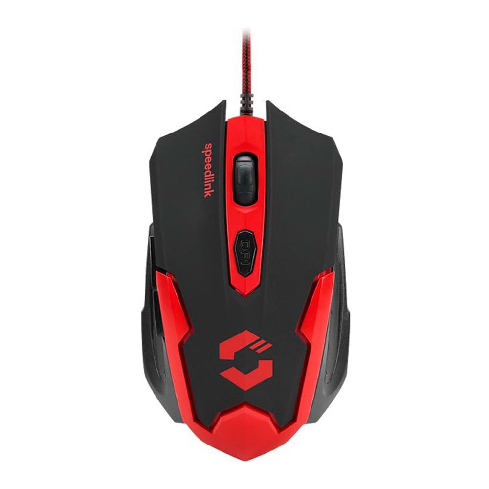 Speedlink XITO Gaming Mouse - 5 Tasten Maus für Büro, Home Office, mit dpi-Swtich bis zu 3200 dpi, Gummierte Oberfläche, Rutschfest, für PC, Notebook, Laptop, schwarz-rot
