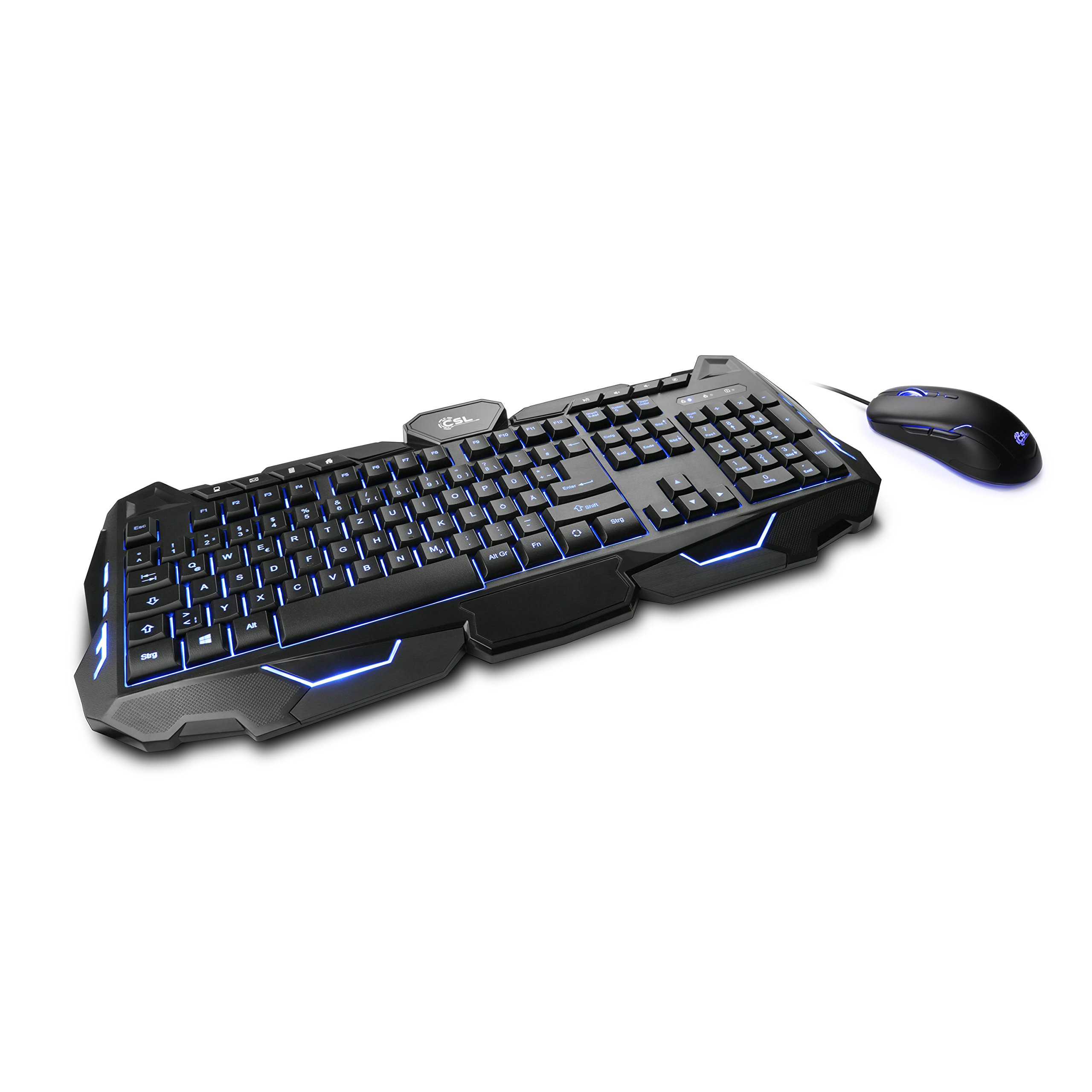 CSL Morpheus - Gaming Tastatur & Maus Set | LED-Beleuchtung | RGB | schwarz | QWERTZ-Tastenlayout | 2400 DPI