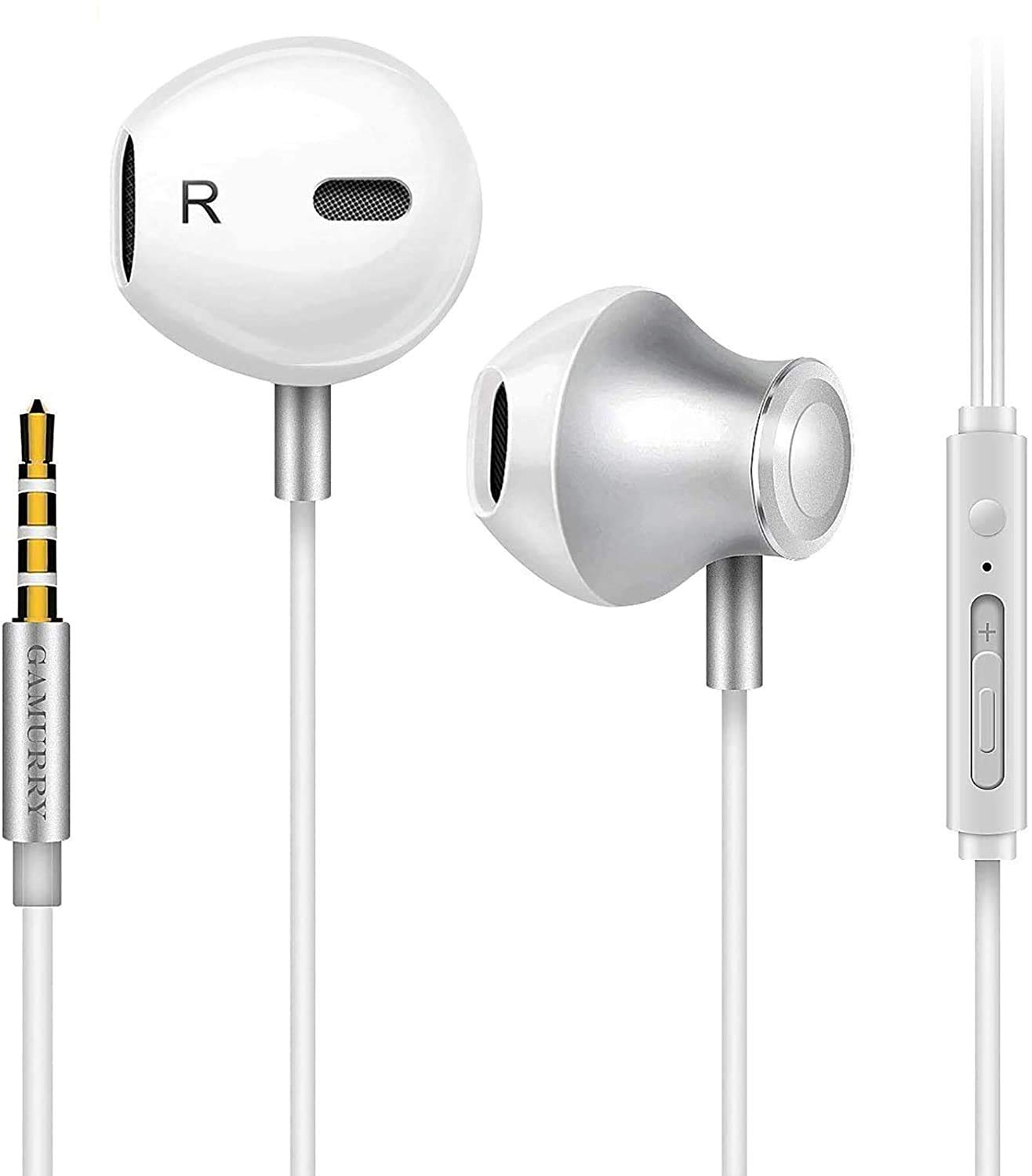 GAMURRY Kabelgebundene In Ear 3,5 mm Klinke Kopfhörer, Stereo Ohrhörer mit Mikrofon & Fernsteuerung Bass-Sound Ohrhörer, HD-Anrufe, Geräuschunterdrückung, Für Android Iso Windows, Smartphones, MP3