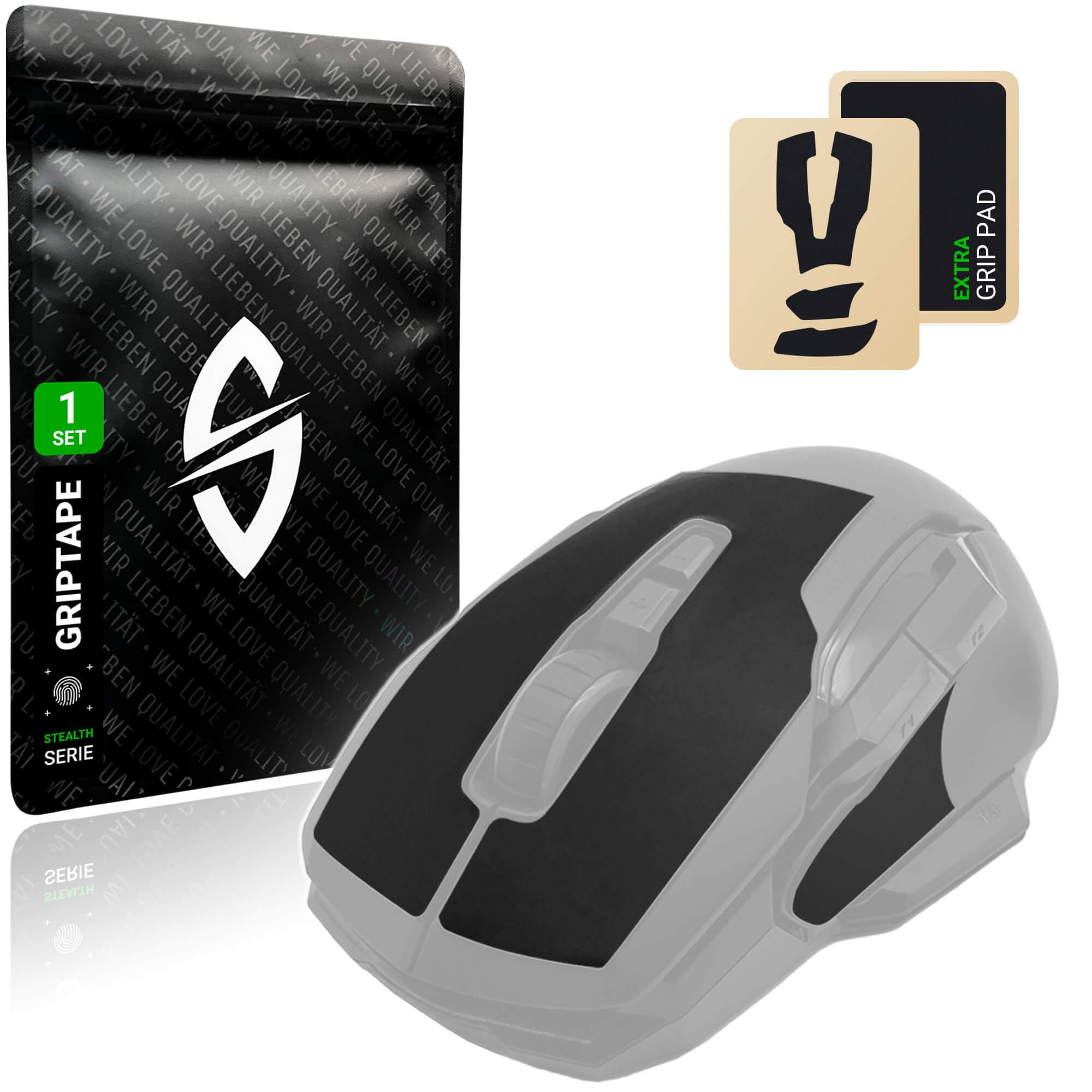 SensoryBoost Maus Grip Tape – kompatibel mit Roccat Kone AIMO (inkl. Zuschnitt-Pad) Schweißabsorbierend, extrem rutschfest & Ultradünn (0,5 mm) – Rückstandsfrei – Gaming Zubehör