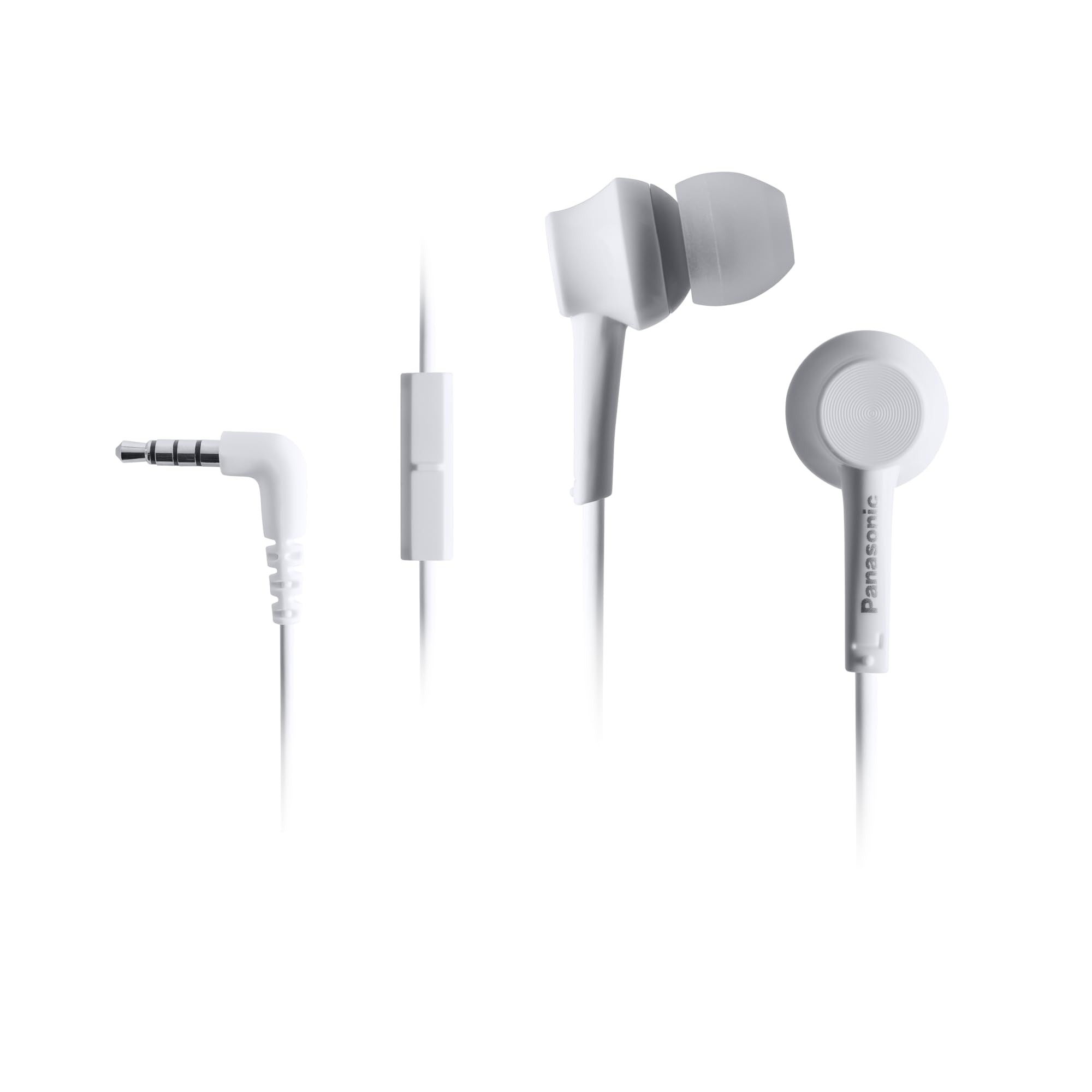 Panasonic RP-TCM115E-W In-Ear Kopfhörer - Headset, Mobiletelefonie, wechselbare Pass-Stücke (S/M/L), weiß, 3.5mm Jack