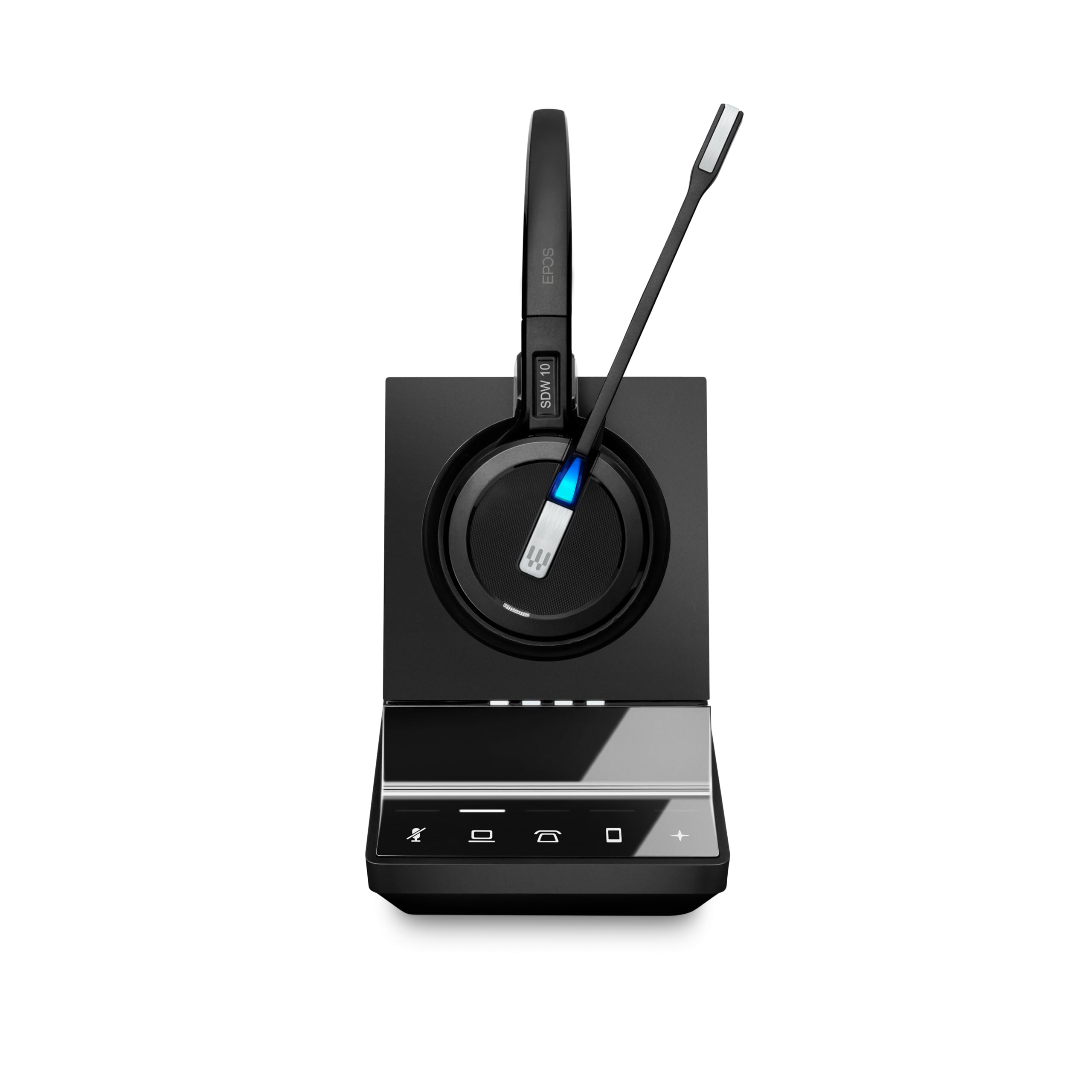 Sennheiser SDW 5015 (506592) einseitiges drahtloses DECT Super Breitband Headset für Schreibtisch Telefon & Softphone/PC Anschluss Dual Mikrofon Ultra Noise Canceling, schwarz