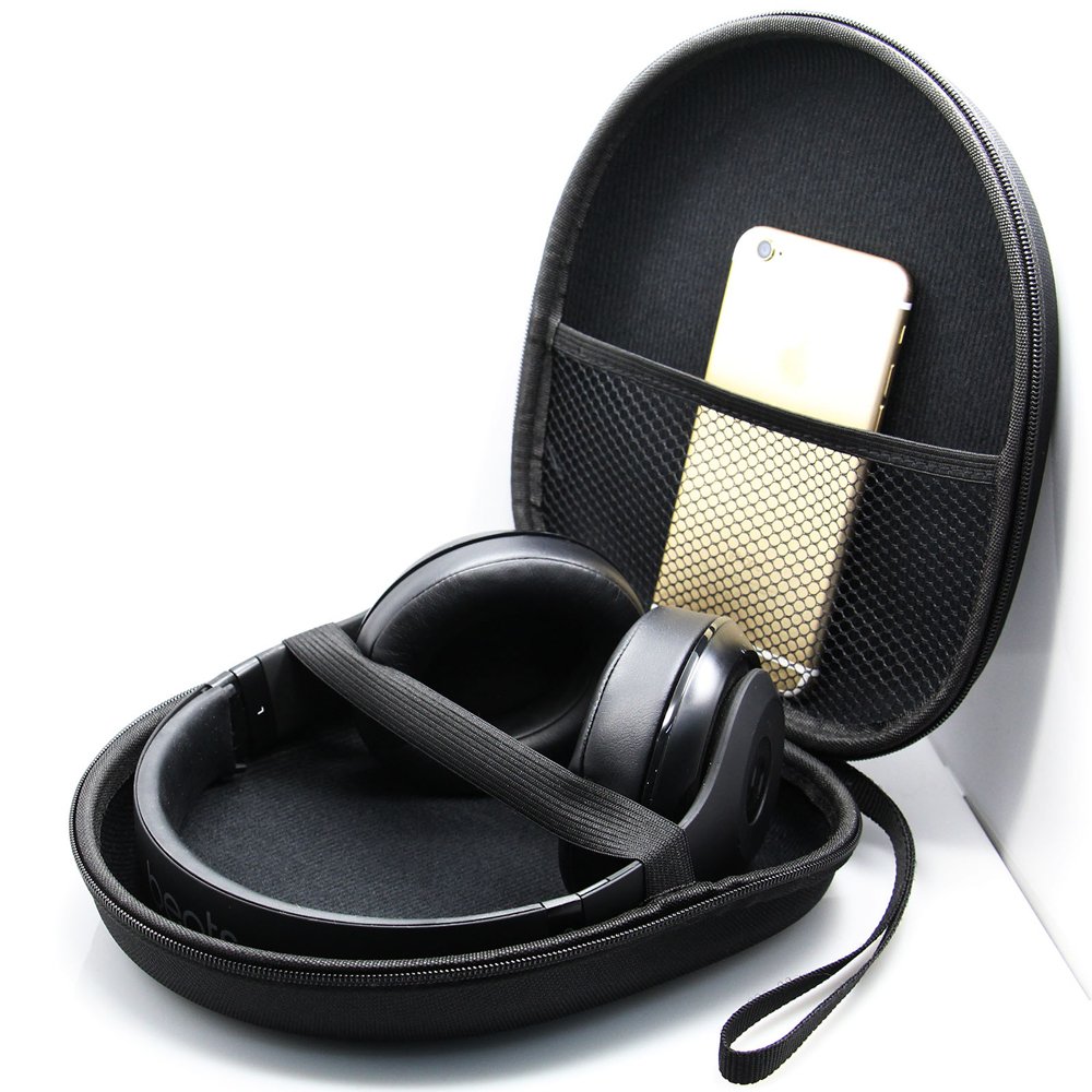 Kopfhörer Tasche für on Ear/Over Ear Headset, Ohrhörer Schutzhüllen Case, 21 x 18.5 x 6cm, schwarz