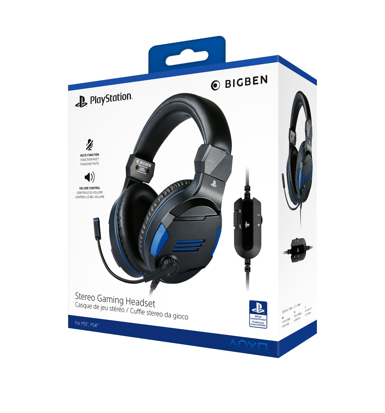 Bigben Interactive Stereo Gaming Headset for Playstation 4, Schwarz/Blau
