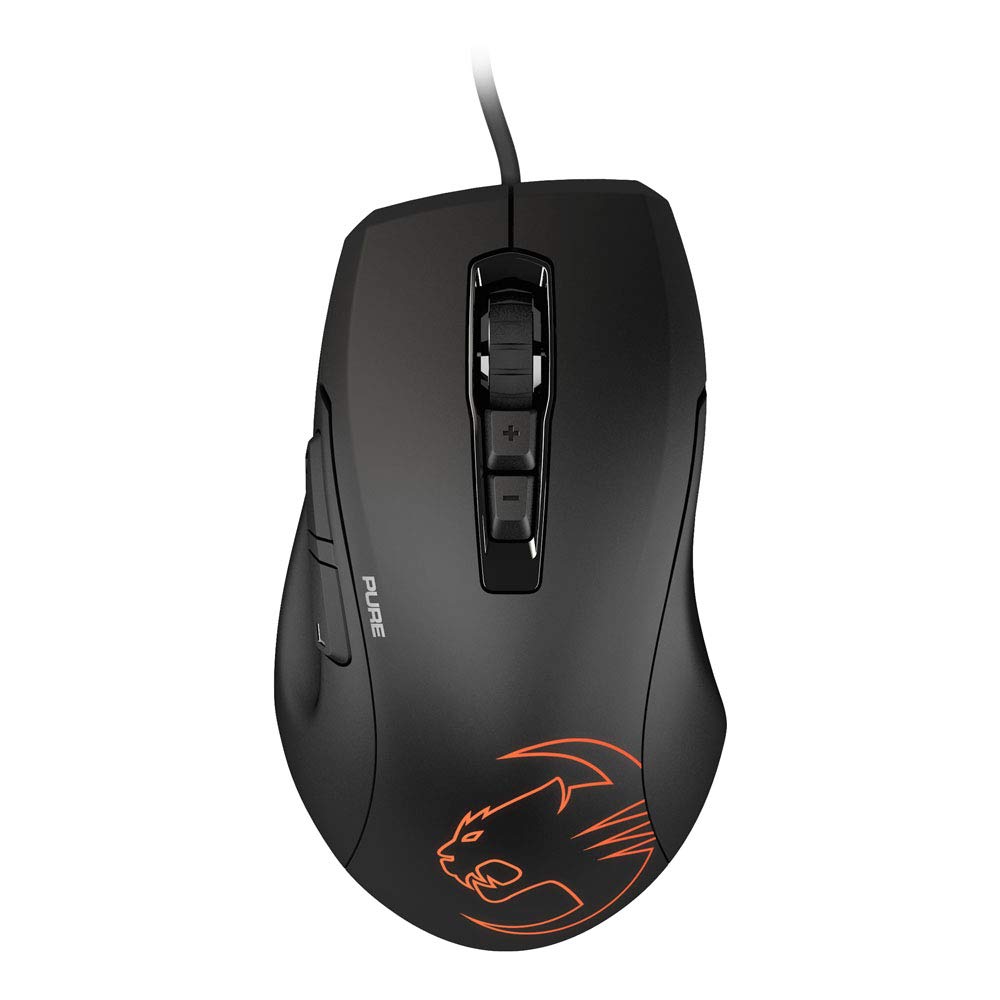 Roccat Kone Pure SE Gaming Maus (hohe Präzision, Pro-Optic Sensor (bis zu 5000 DPI), RGB LED Beleuchtung, 2D Titan Wheel, Pro-Grip Oberfläche, designt in Deutschland, USB) schwarz