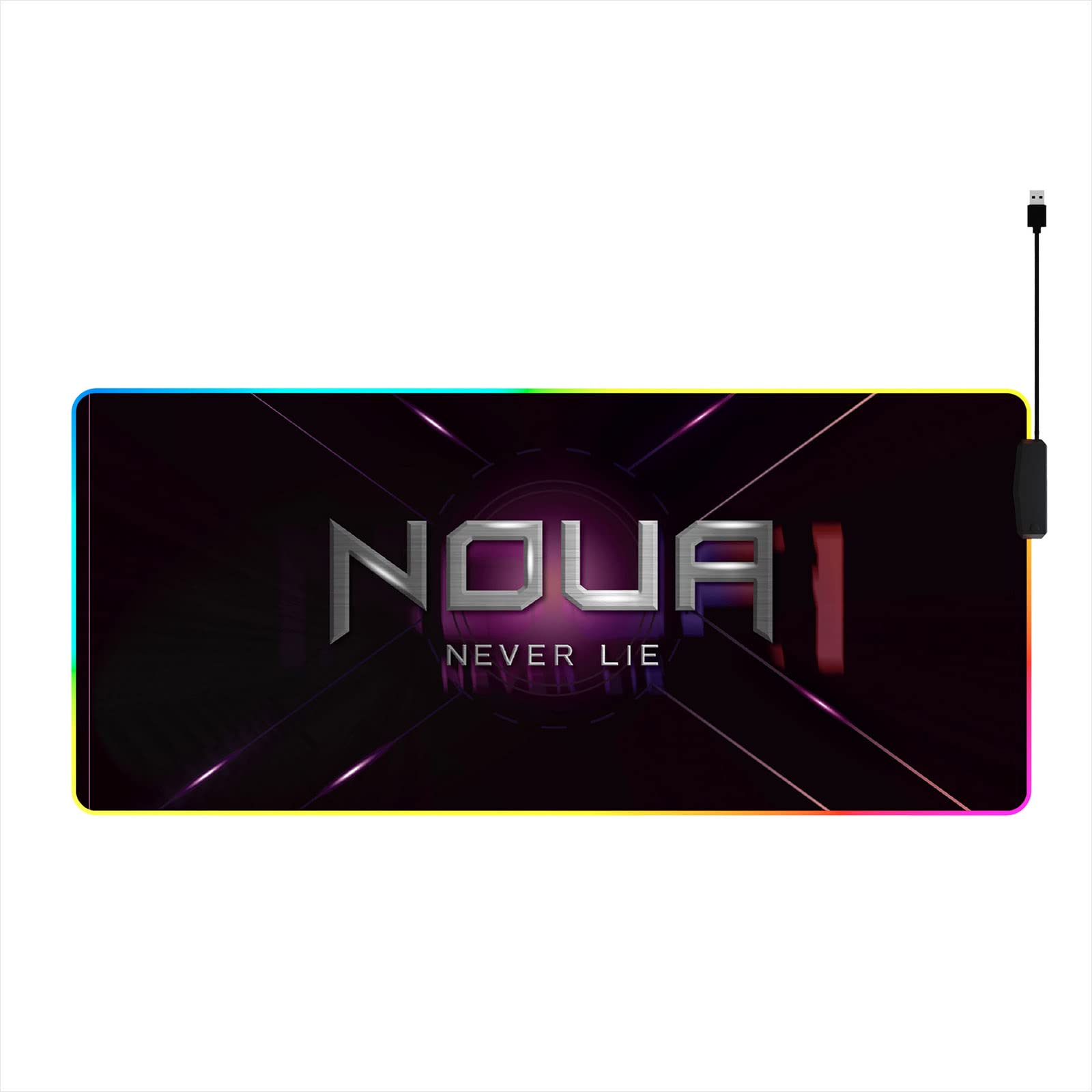 Noua Dusk Pro Mauspad Gaming RGB Hub mit 4 Anschlüssen USB 2.0, Maus Pad 14 Beleuchtungsmodi XXL 800 x 300 mm, rutschfeste Unterseite aus Gummi mit 4 mm Dicke für Computer, PC und Laptop