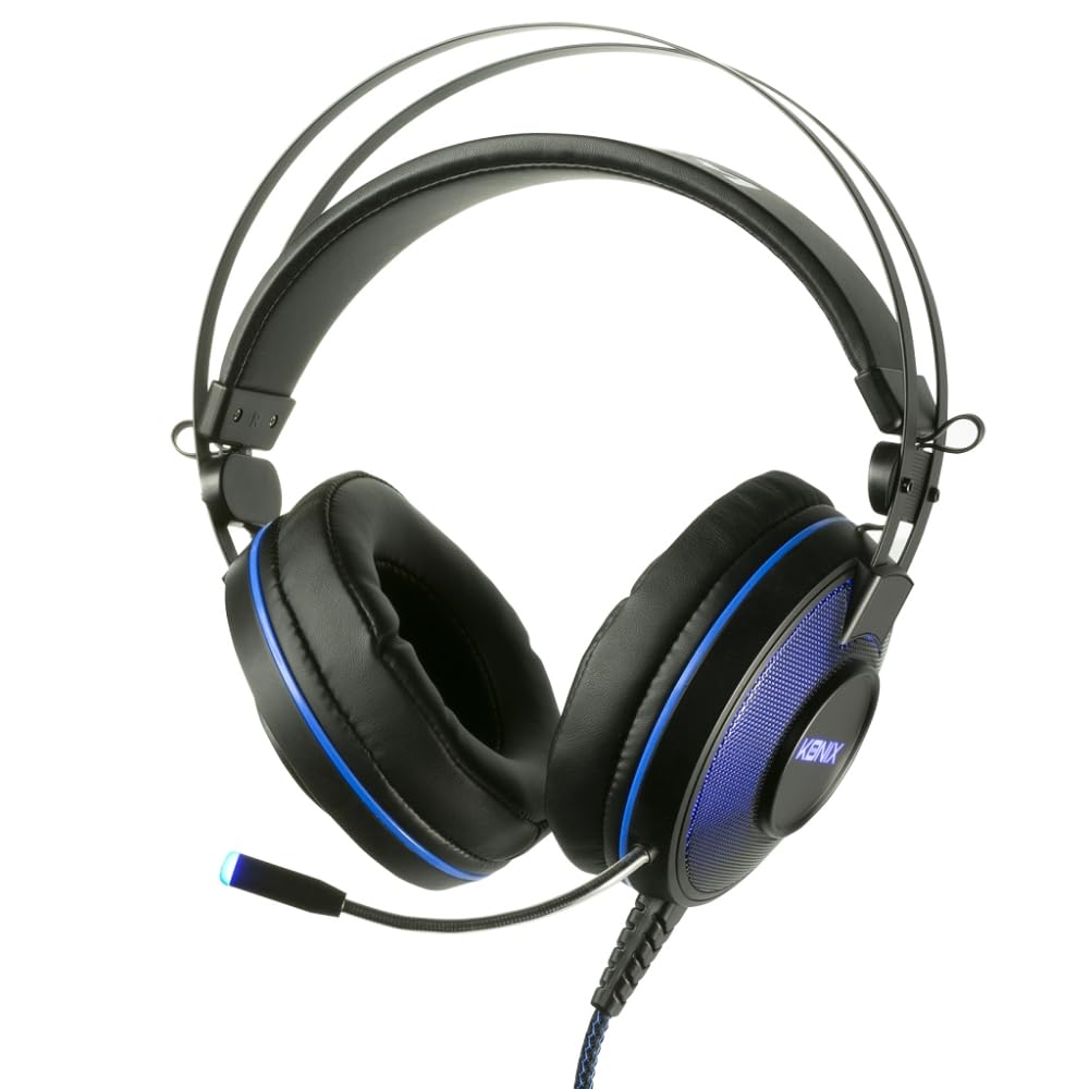 Konix Mythics Kabelgebundenes Gaming-Headset PS-U700 7.1 für PS4 - Mikrofon - 50 mm Lautsprecher - 1,8 m Kabel - USB-Anschluss - Schwarz und Blau
