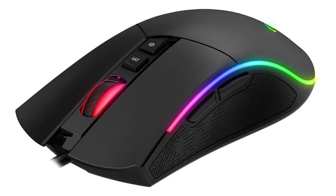 havit Gaming Maus mit Kabel - Computer Maus [mit USB Kabel und LED-Switch-Button] - Gaming Mouse [mit RGB-Beleuchtung] - Modell MS1001 [Schwarz]