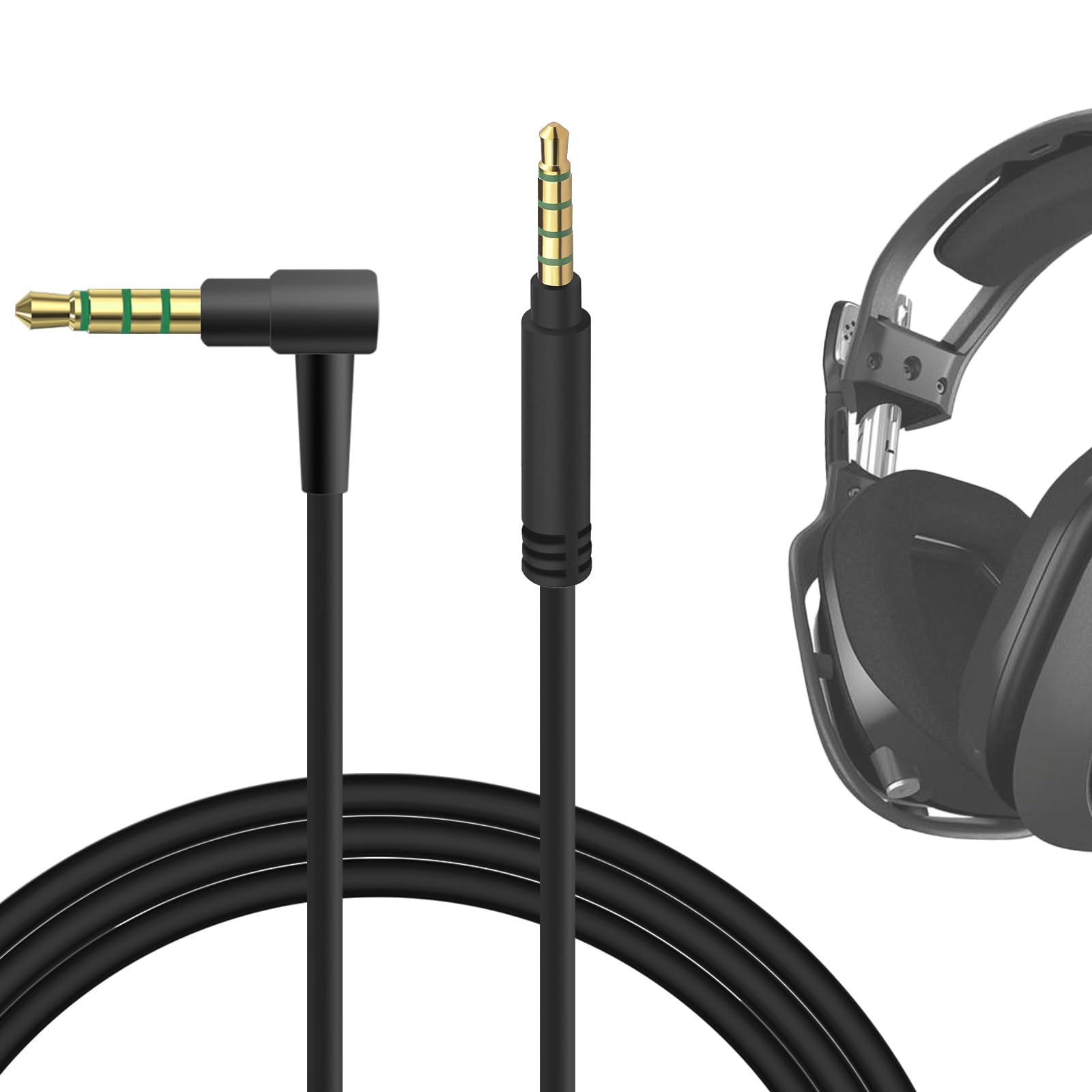 Geekria Gaming Headset Cable Replacement for Astro A10 A30 A40 Gaming Headset Replacement Cable 5 Steps to 4 Steps Headphones Audio Replacement Cord (3.5 Male to 3.5 Male, Black)
