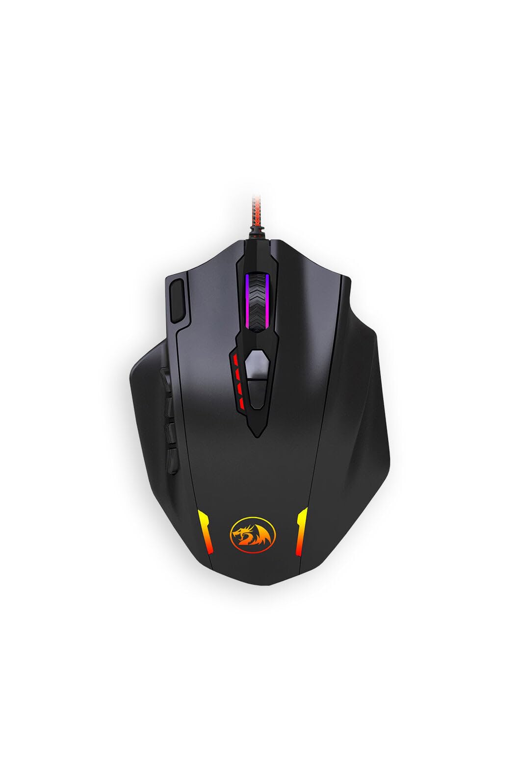 Redragon M908 12400 DPI Impact MMO Gaming-Maus mit 18 programmierbaren Tasten, Gewichtstuning-Kartusche, 12 Seitentasten, schwarz / rot