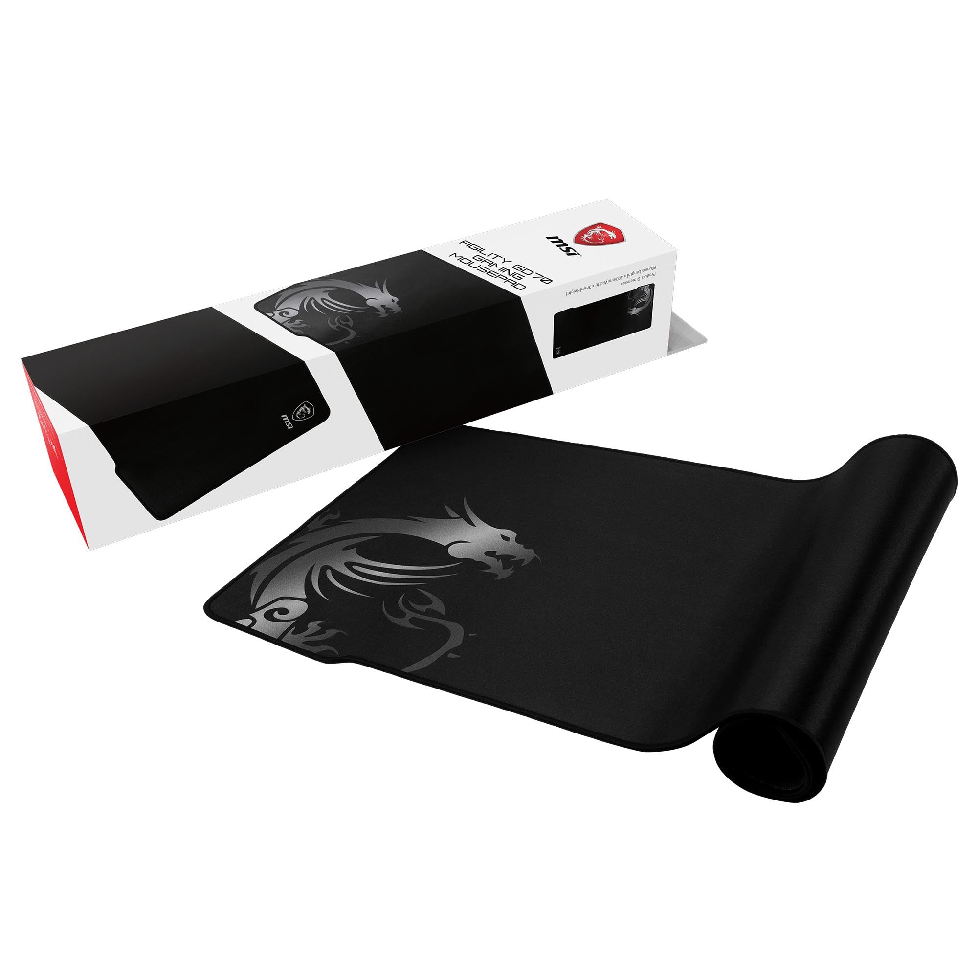 MSI Agility GD70 - XL Gaming Mauspad, Gaming Oberfläche mit Seidentextur, weiche, gesäumte Kanten, rutschfeste Unterlage - 900 x 400 x 3 mm