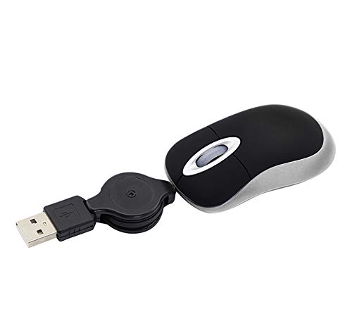 Star-LINK Mini USB Kabelgebunden Maus Kleines Einziehbare Maus Mouse Tragbares USB Kabel Verdrahtetes Optische Gaming Reisemaus Mäuse für Computer PC Laptop Notebook Kids Office Desktop Schwarz 1