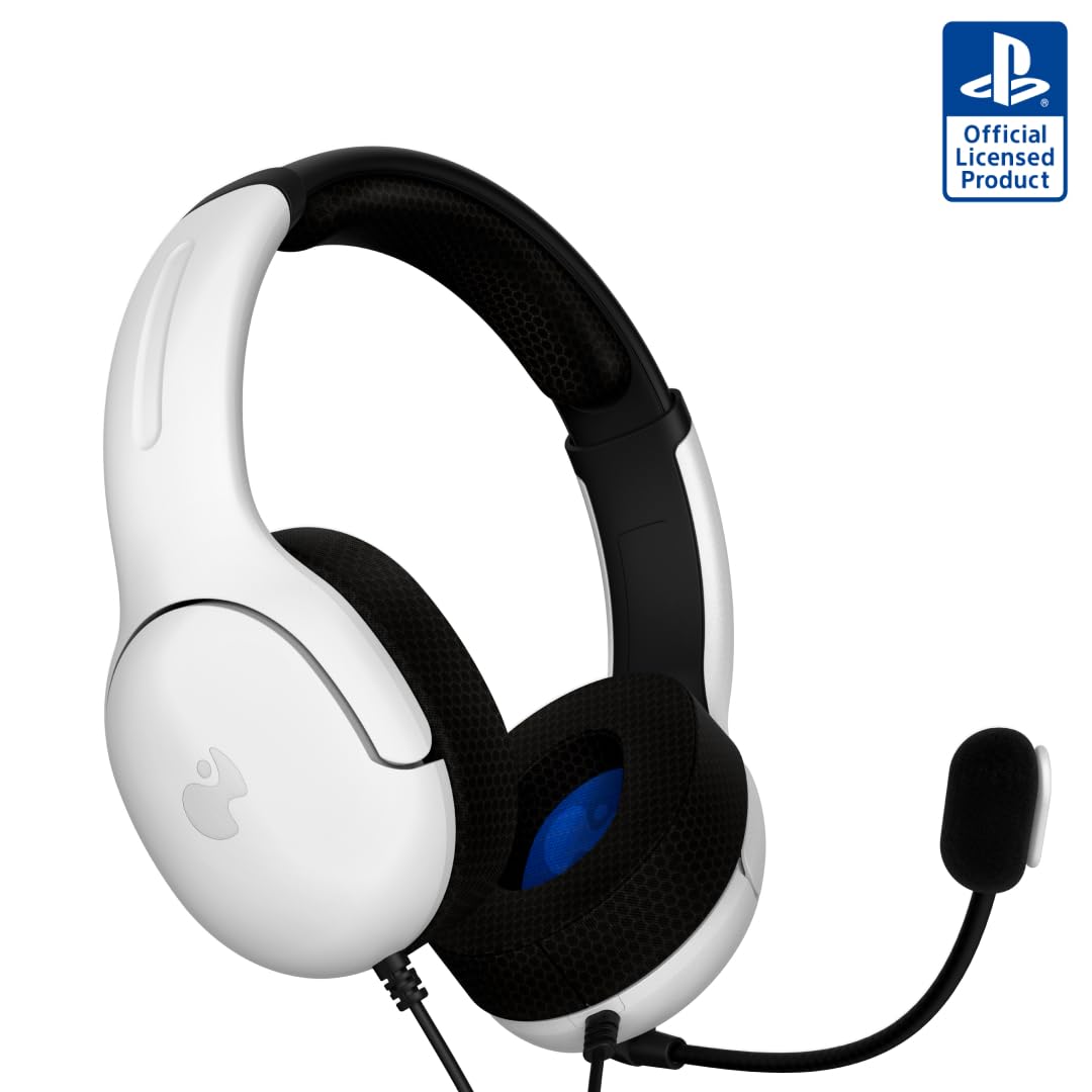 PDP Gaming LVL40 Stereo Kopfhörer mit Mic für PlayStation, PS4, PS5 - PC, iPad, Mac, Laptop Compatible - Geräuschunterdrückung Mikrofon, Soft Comfürt On Ear Headphones, 3.5mm jack - weiß