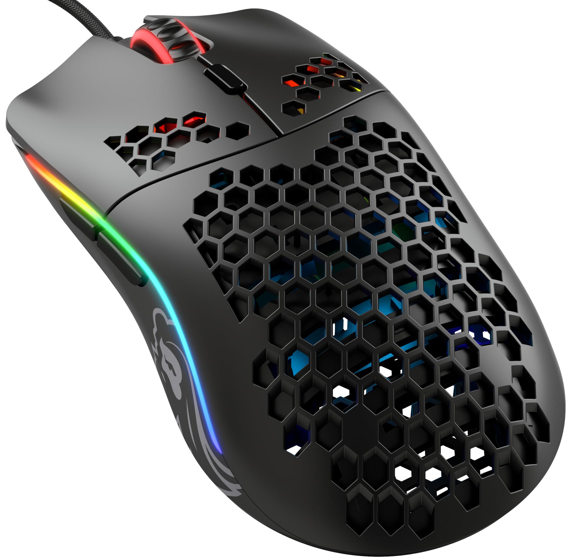 GLORIOUS Gaming Model O- (Klein) Compact Wired Gaming Mouse – Im superleichten Wabendesign mit 58 g, RGB-Beleuchtung, Pixart 3360 Sensor, Omron-Schalter, beidhändig – Mattschwarz