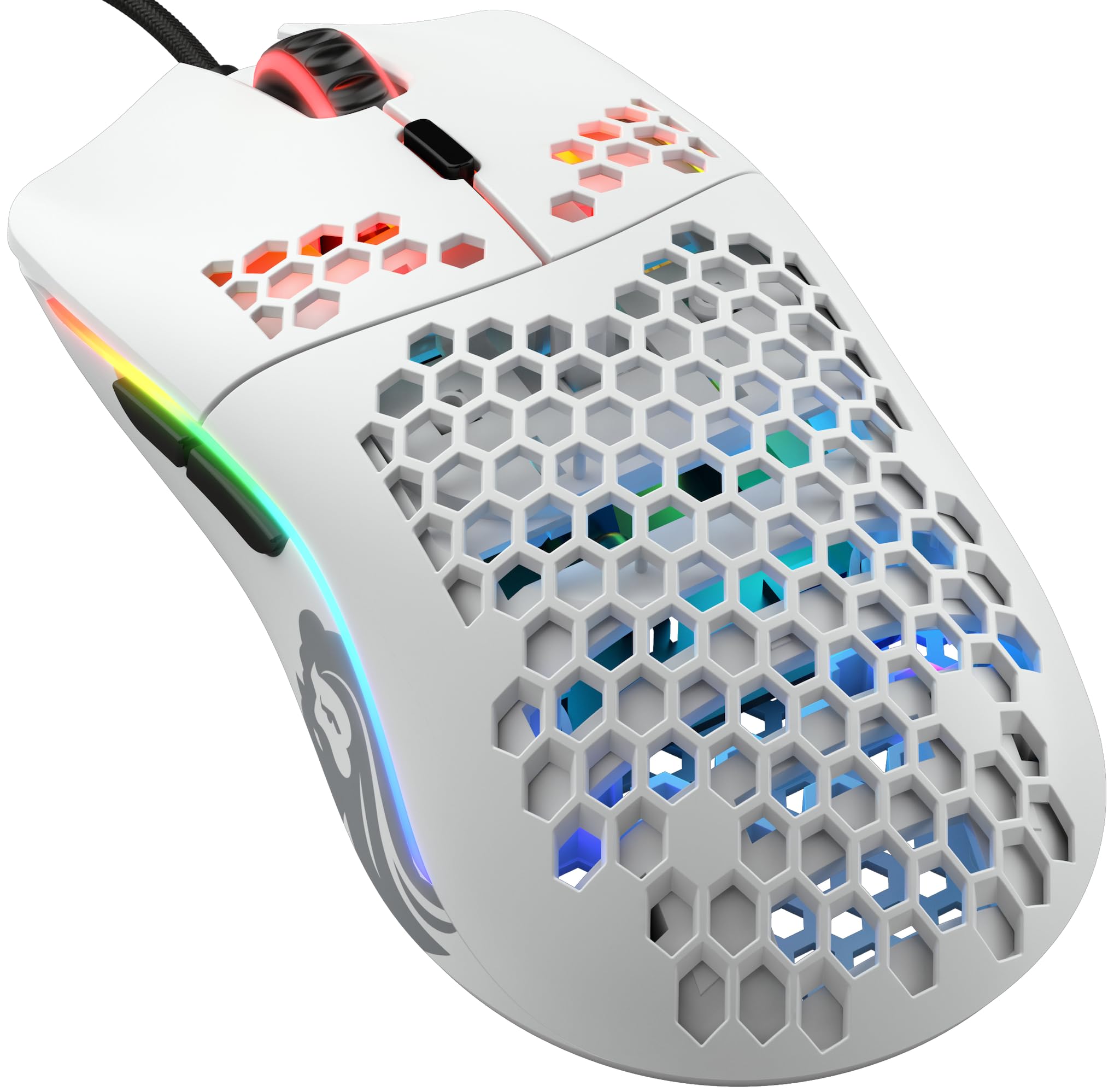 GLORIOUS Gaming Model O- (Klein) Compact Wired Gaming Mouse – Im superleichten Wabendesign mit 58 g, RGB-Beleuchtung, Pixart 3360 Sensor, Omron-Schalter, beidhändig – Mattweiß