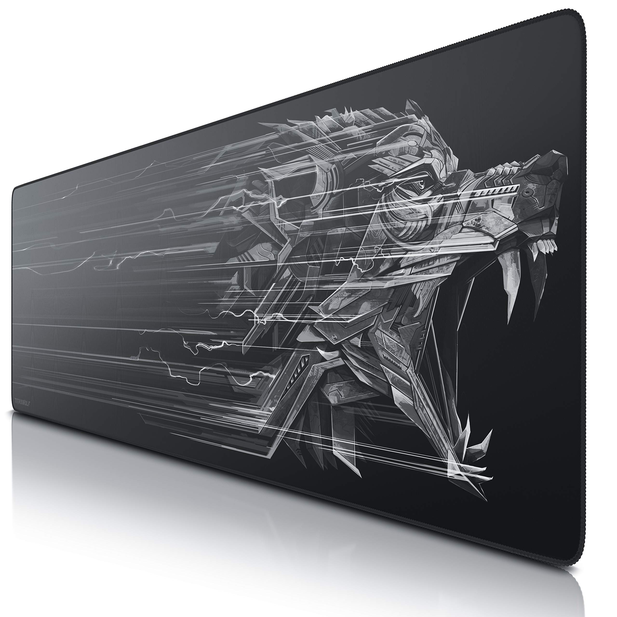 TITANWOLF - Übergröße Mauspad Gaming Titanwolf 1200x400mm - XXXL Mousepad groß mit Motiv - Tischunterlage Large Size - verbessert Präzision und Geschwindigkeit - XXL für Logitech Maus und Tastatur