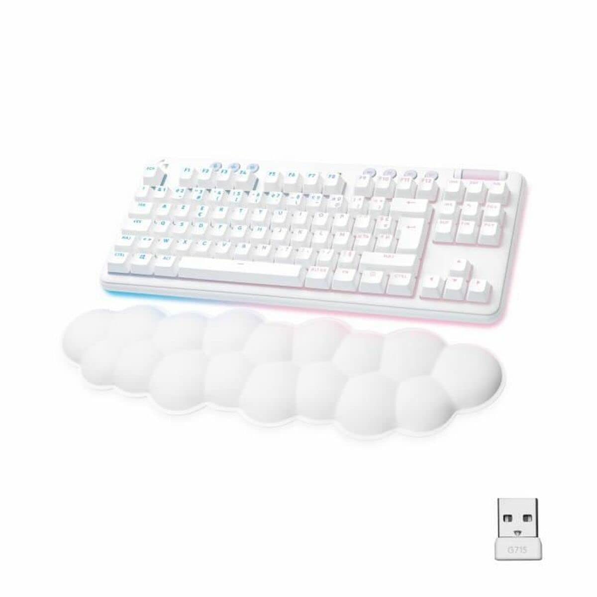 Logitech G715 Kabellose Gaming-Tastatur mit LIGHTSYNC RGB Beleuchtung, Lightspeed Technologie, Touch-Switches (GX Brown) und Handballenauflage, kompatibel mit PC und Mac