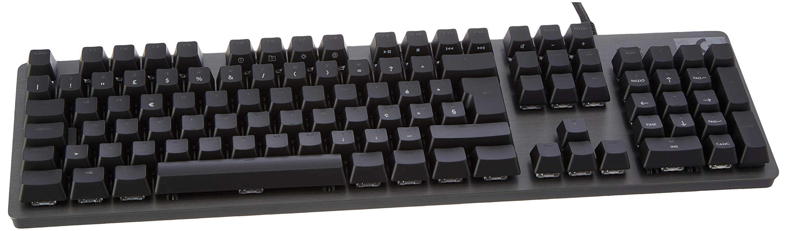Logitech G512 mechanische Gaming-Tastatur, GX-Brown Taktile Switches, LIGHTSYNC RGB-Beleuchtung, USB-Durchschleife, Aluminium-Gehäuse, Programmierbare F-Tasten, Italienisches QWERTY-Layout, Schwarz