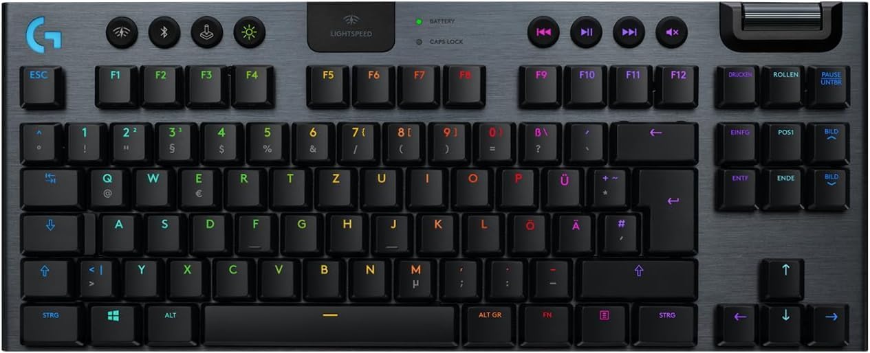 Logitech G915 LIGHTSPEED TKL Tenkeyless kabellose mechanische Gaming-Tastatur, Taktiler GL-Tasten-Switch, LIGHTSYNC RGB, Ultraschlankes Design, 40+ Stunden Akkulaufzeit, Deutsches QWERTZ-Layout