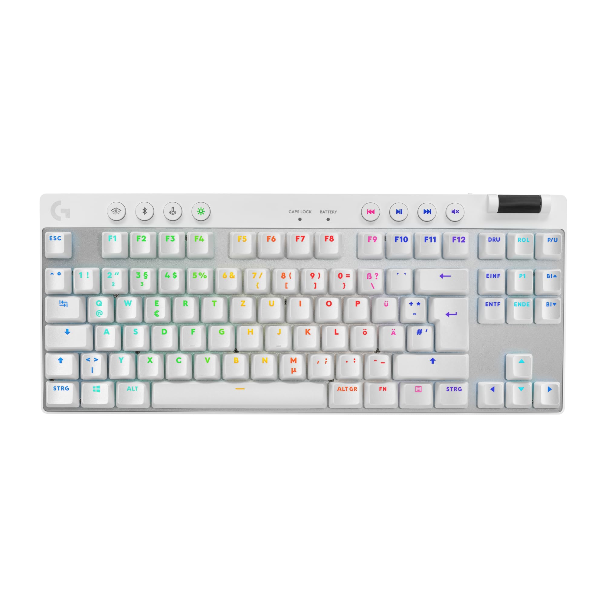 Logitech G PRO X TKL Lightspeed kabellose Gaming-Tastatur, ultramobiles Design ohne Ziffernblock, LIGHTSYNC RGB, PBT-Tastenkappen, Tactile Switches (GX Brown), QWERTZ Deutsches, PC - Weiß