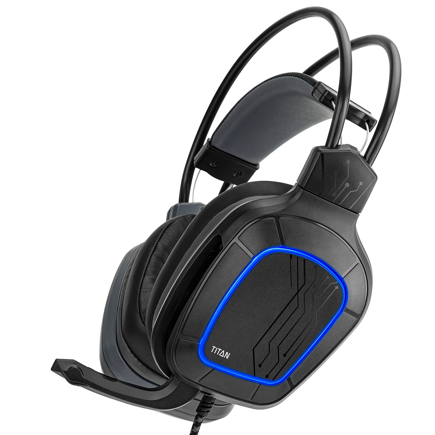 NITHO Titan Gaming Headset – Over-Ear Kopfhörer mit 50-mm-Treiber, 7.1-Audio für PC, RGB-Lichteffekt, omnidirektionalem Mikrofon – kompatibel mit Laptop, PS4, Xbox, Switch – Schwarz