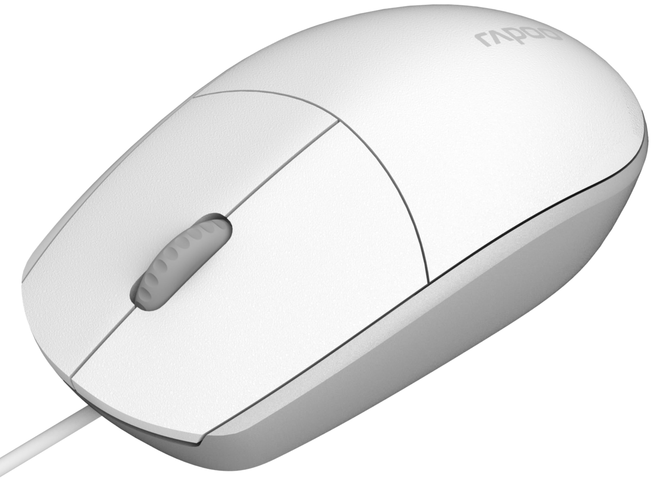 Rapoo N100 Mouse - USB-Maus mit Kabel, kabelgebunden über USB-A, 1600 dpi, Beidhändig, Plug & Play, für PC Desktop, Laptop, Windows, weiß