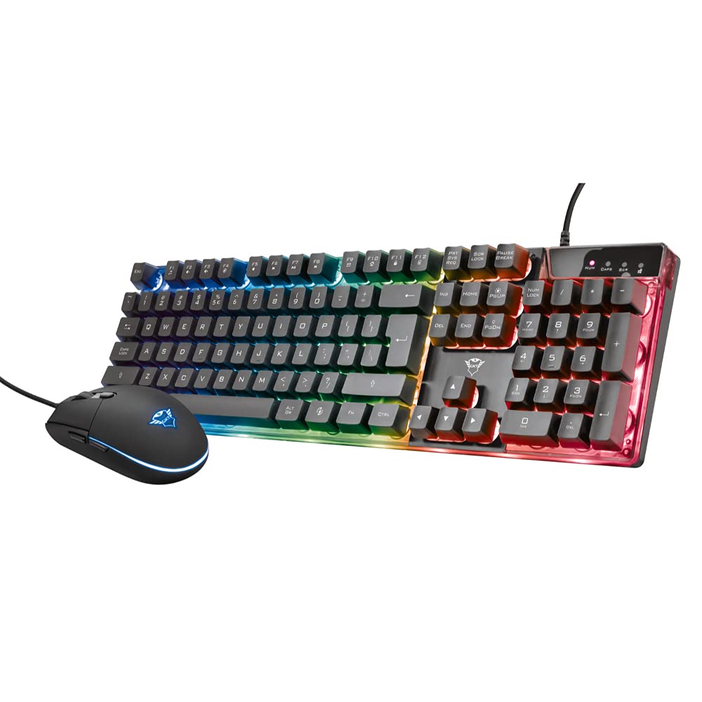 Trust Gaming GXT Azor Gaming-Tastatur und -Maus, QWERTY + Nederlandse Toetsenbord - Schwarz 23289