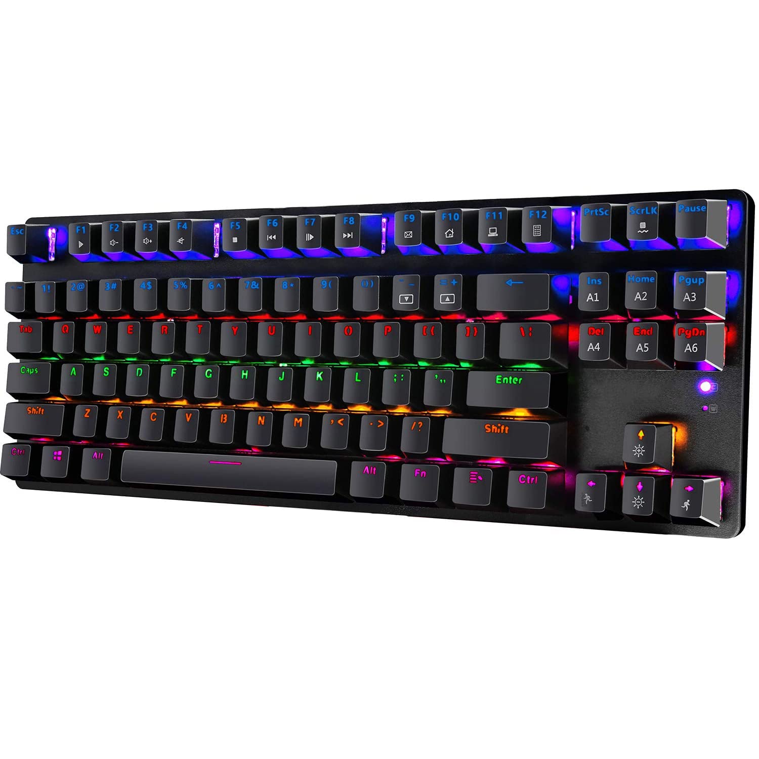 LexonElec Mechanische Gaming-Tastatur Compact 87 Tasten Volle Anti-Ghosting-Funktion Mechanische Computertastatur 24 Modi Von hinten beleuchtete USB-Kabel Blau-Äquivalent-Schalter für PC