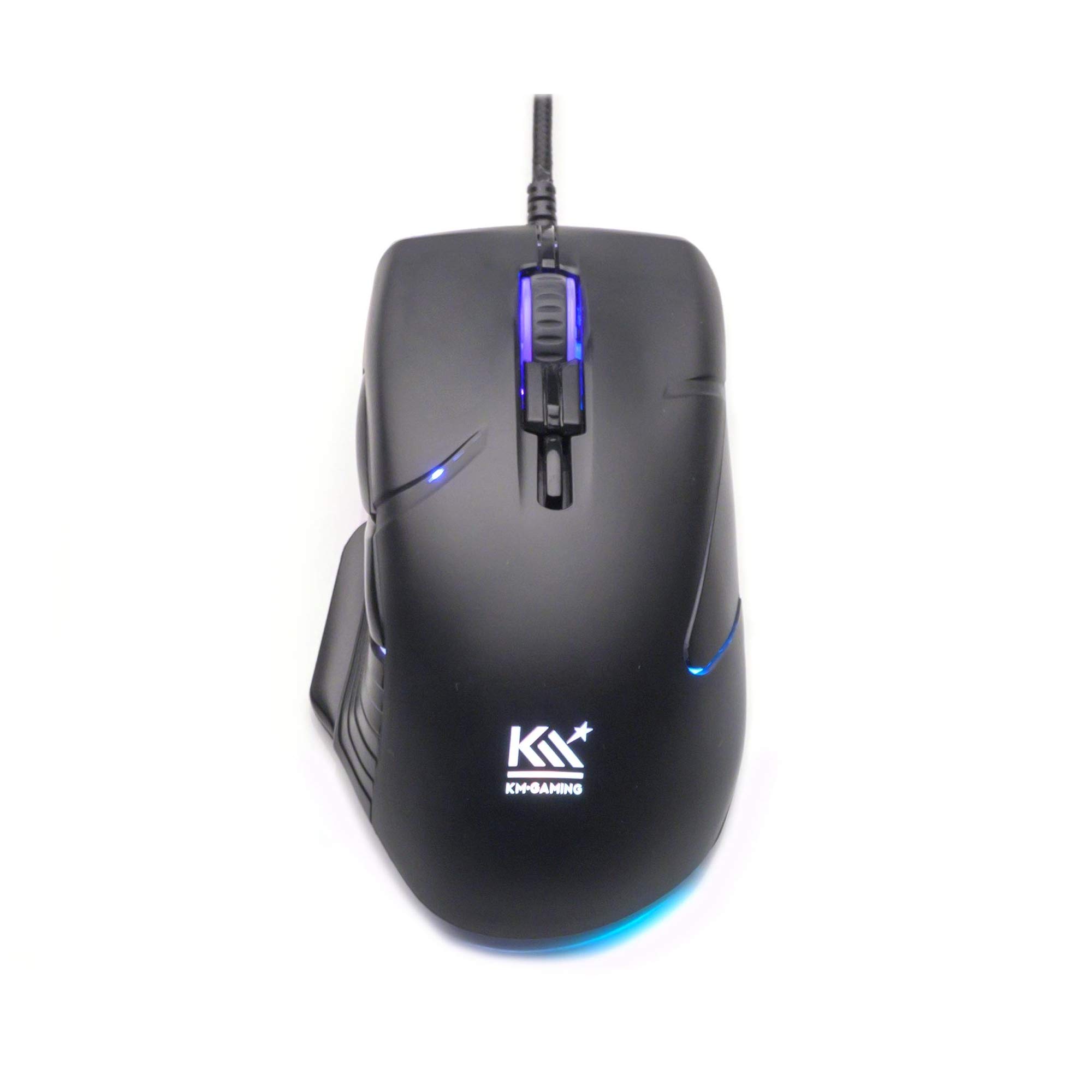 KM-Gaming K-GM5 optische RGB 16.000cpi Gaming Maus USB [Pixart PMW3389 Sensor / 50G / LOD einstellbar/untenliegende 3. Daumentaste/Swing Schalter/Omron Schalter/programmierbar/interner Speicher]