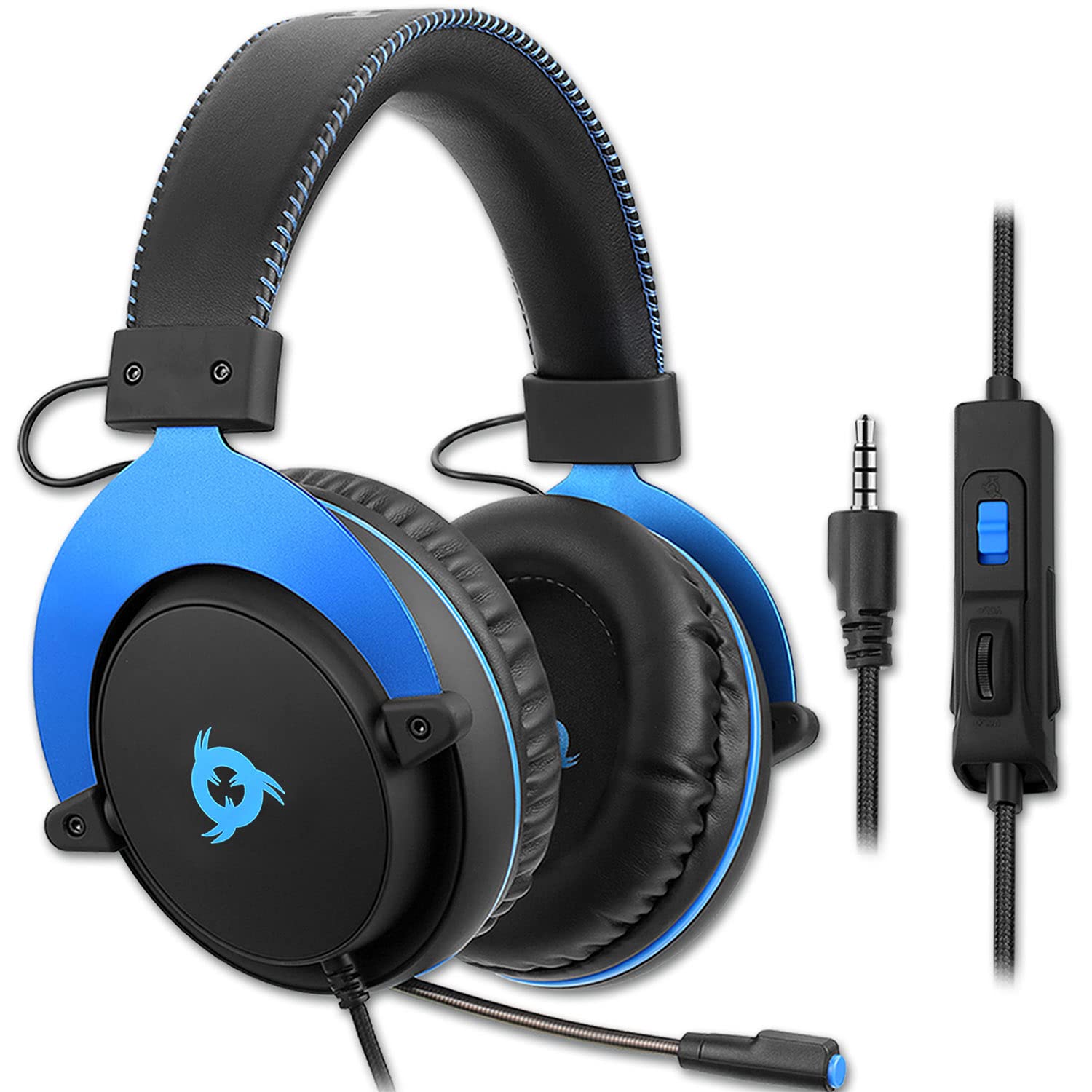 KLIM Rush Headset mit Mikrofon + Kompatibel mit PC Mac PS4, PS5 Nintendo Switch iOS Android + 3,5 mm Klinkenstecker + Gaming Kopfhörer + Komfortables und einstellbares Gaming Headset