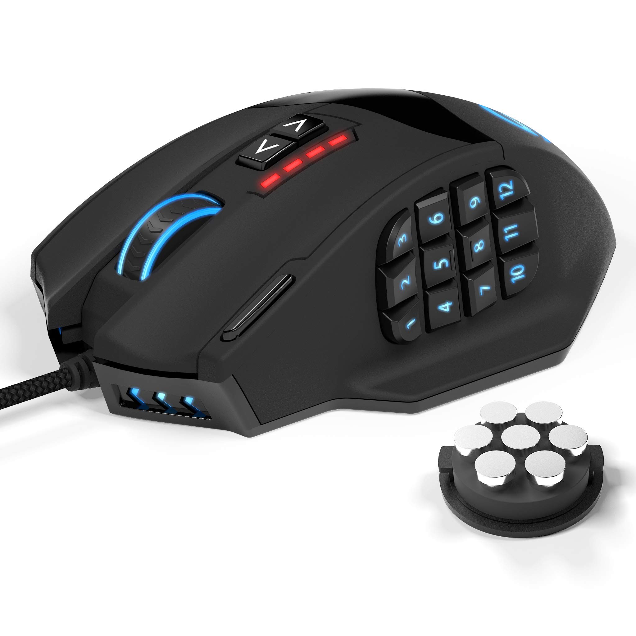 UtechSmart Venus Gaming Maus 16400 DPI USB Laser MMO Gaming Mouse, 18 programmierbare Tasten,16400 DPI Abtastrate, konfigurierbare LED-Farb-Beleuchtung, ergonomisches Design