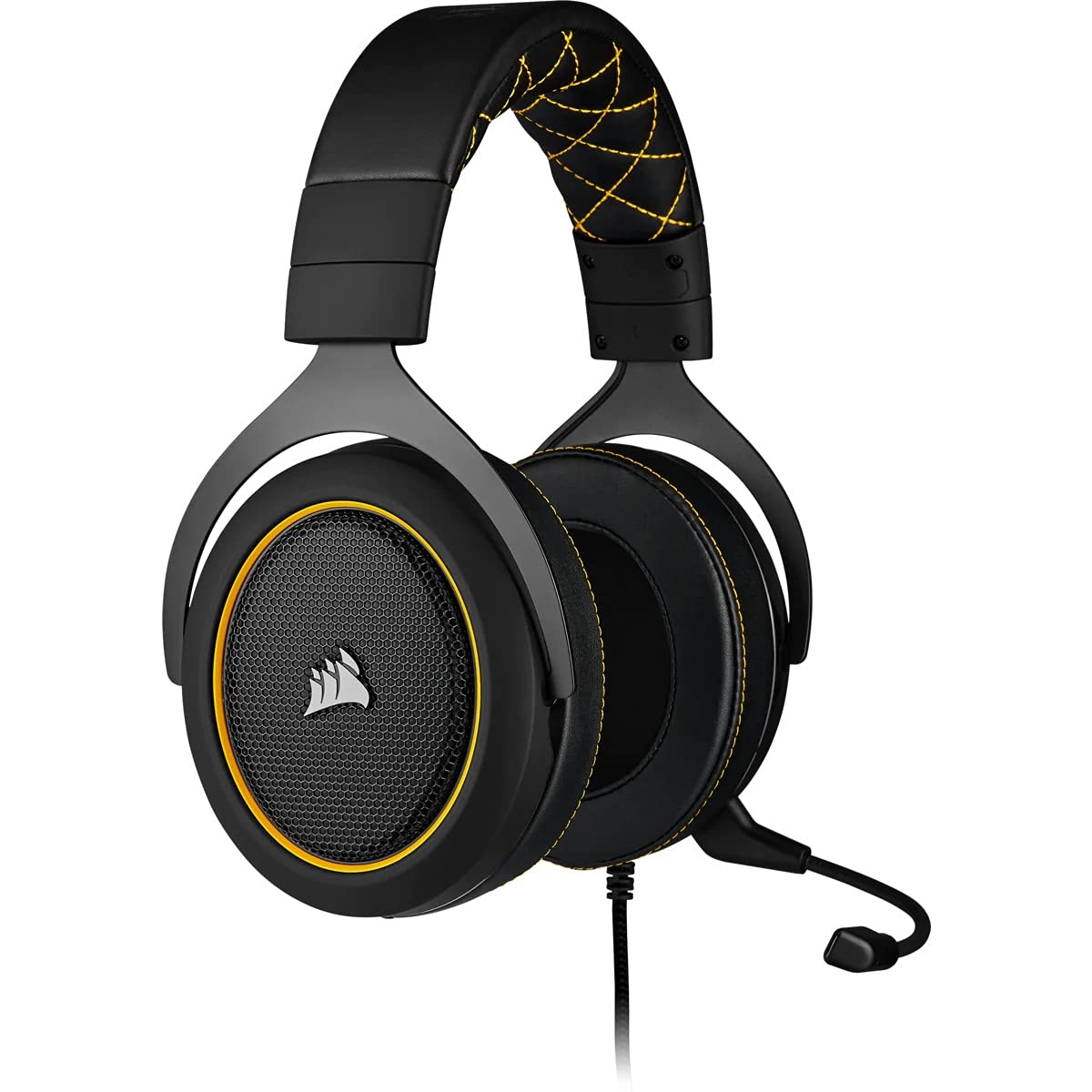 Corsair HS60 Pro Surround Gaming Headset (7.1 Surround Sound, Anpassbare Memory-Schaumstoff Ohrmuscheln, Abnehmbares Rauschunterdrückung-Mikrofon, für PC, Xbox One, PS4, Switch und Mobilgeräte) gelb