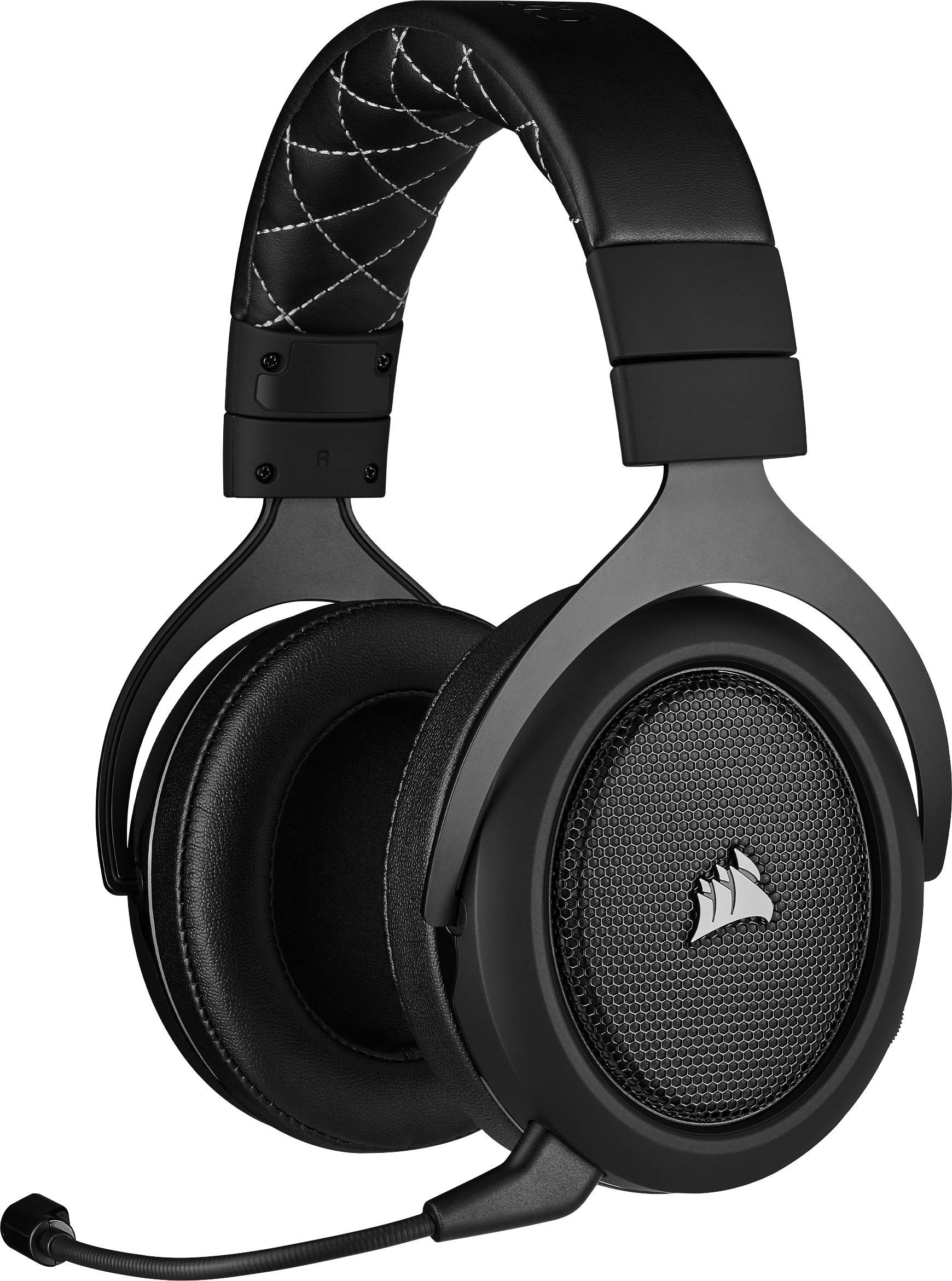 Corsair HS70 Pro Wireless Gaming Headset (7.1 Surround Sound, Ultraniedrige Latenz, 12 Meter Reichweite, Federleichtes Design, Abnehmbares Rauschunterdrückung-Mikrofon, für PC und PS4) Carbon