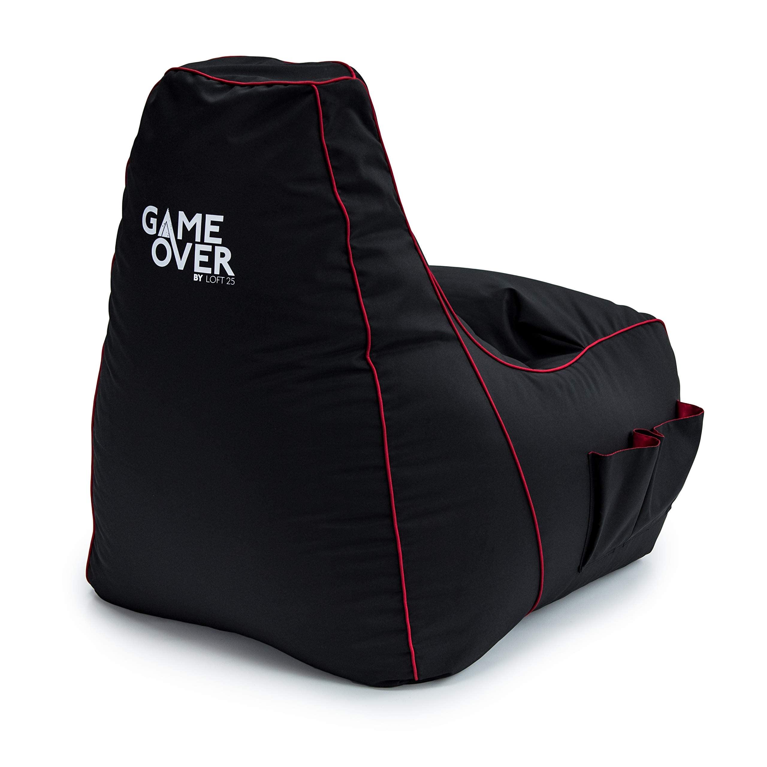 Game Over Video Spiele Sitzsack | Indoor Wohnzimmer | Seitentaschen für Controller | Headset Halter | Ergonomisches Design für die Gewidmet Gamer (Fire Rune)