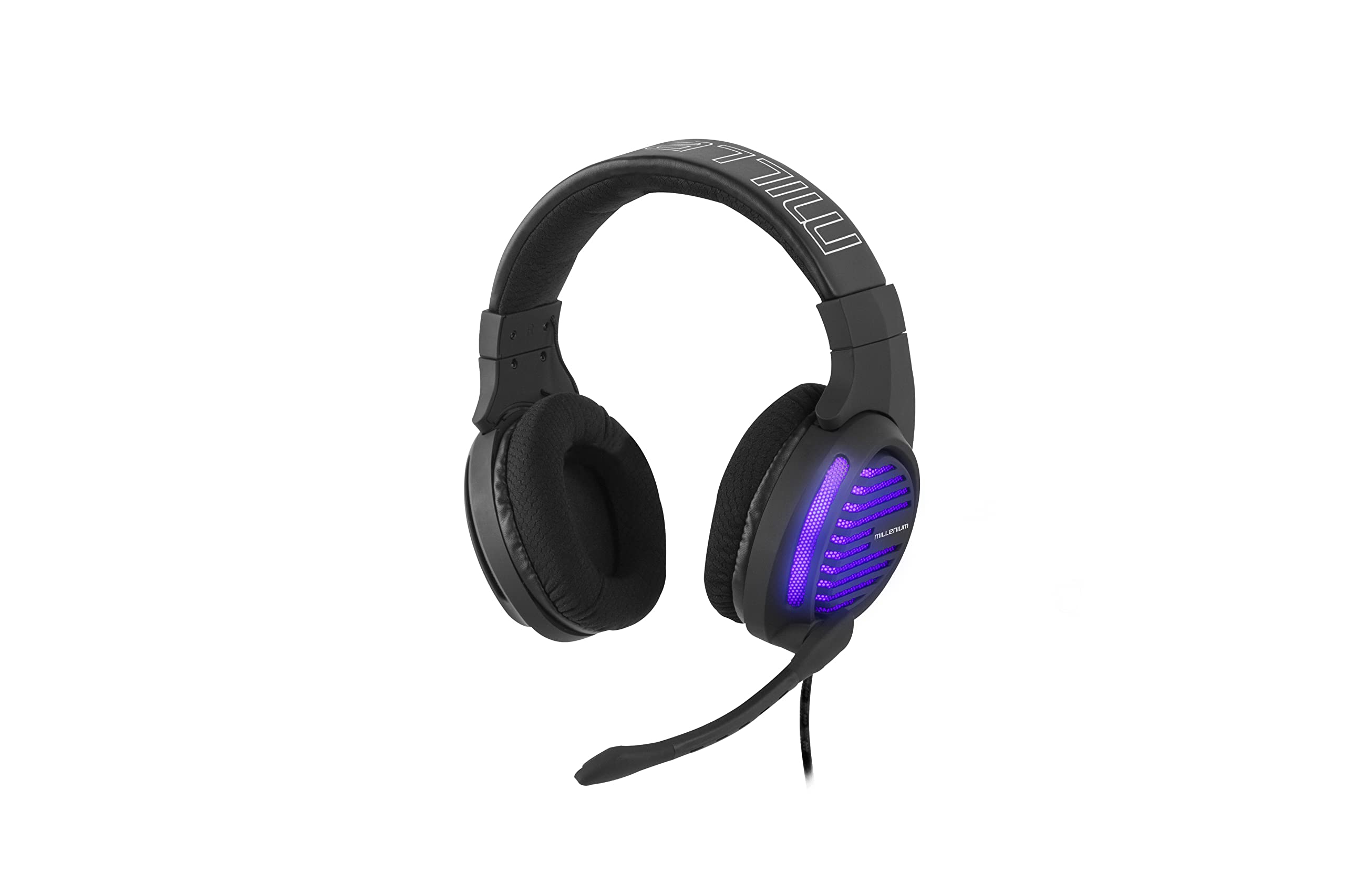 Millenium Gaming Headset mit Klinkenanschluss 3,5mm, Headset mit Mikrofon und LED für Konsolen und als PC Gaming Headset geeignet, Kopfhörer mit Mikrofon für Gamer, Gaming Kopfhörer, schwarz
